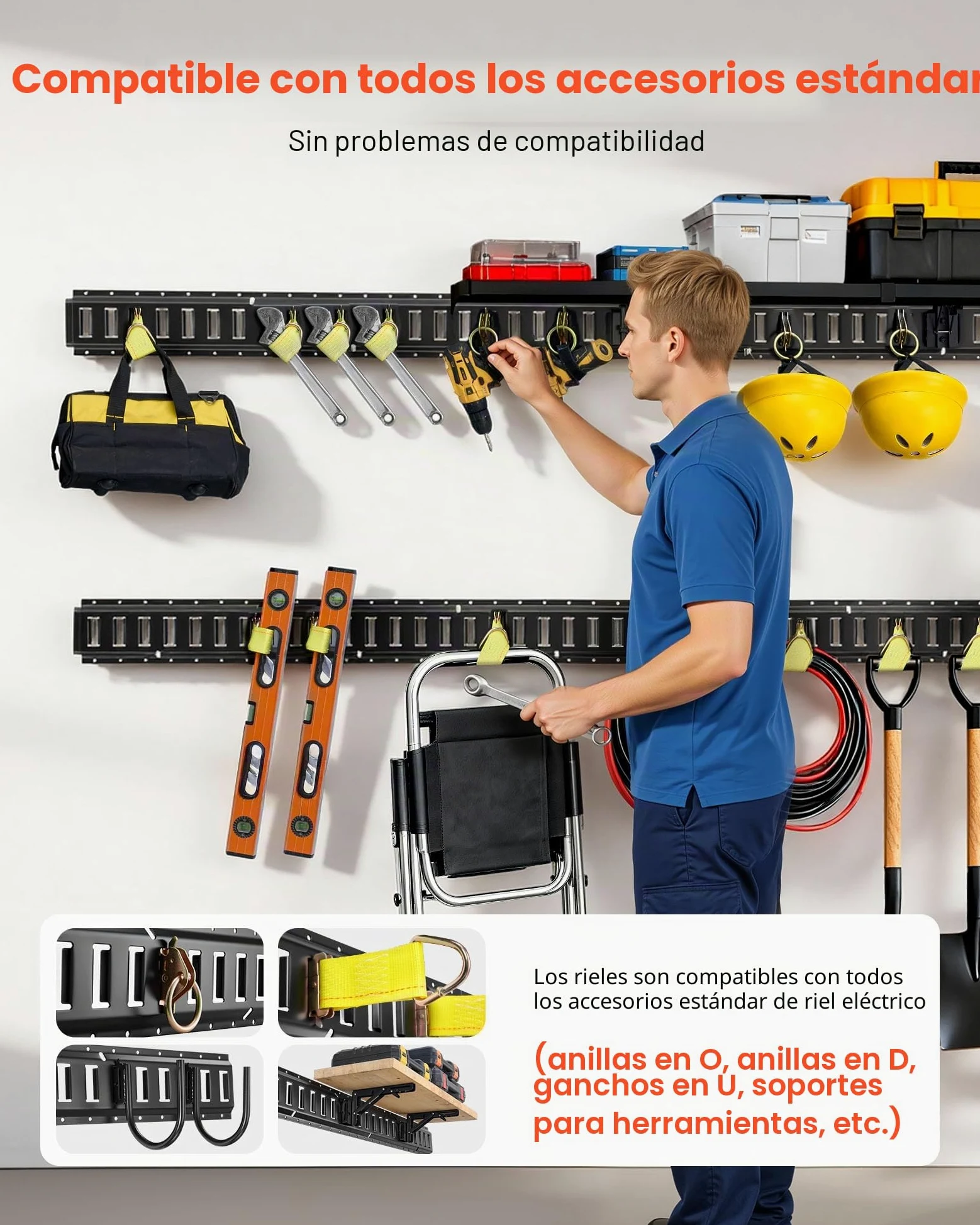 VEVOR Kit de Amarre E-Track, Paquete de 4 Rieles de 2346 mm, Capacidad de Carga de 909 kg, Sistema de Amarre para Furgonetas, Remolques, Garajes y Herramientas de Taller, Correas no Incluidas