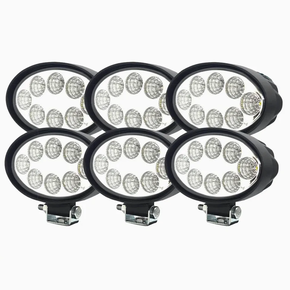 6 faros LED de 24 W para motocicleta, 12 V, LED, color blanco, ovalados, para excavadora de bicicleta
