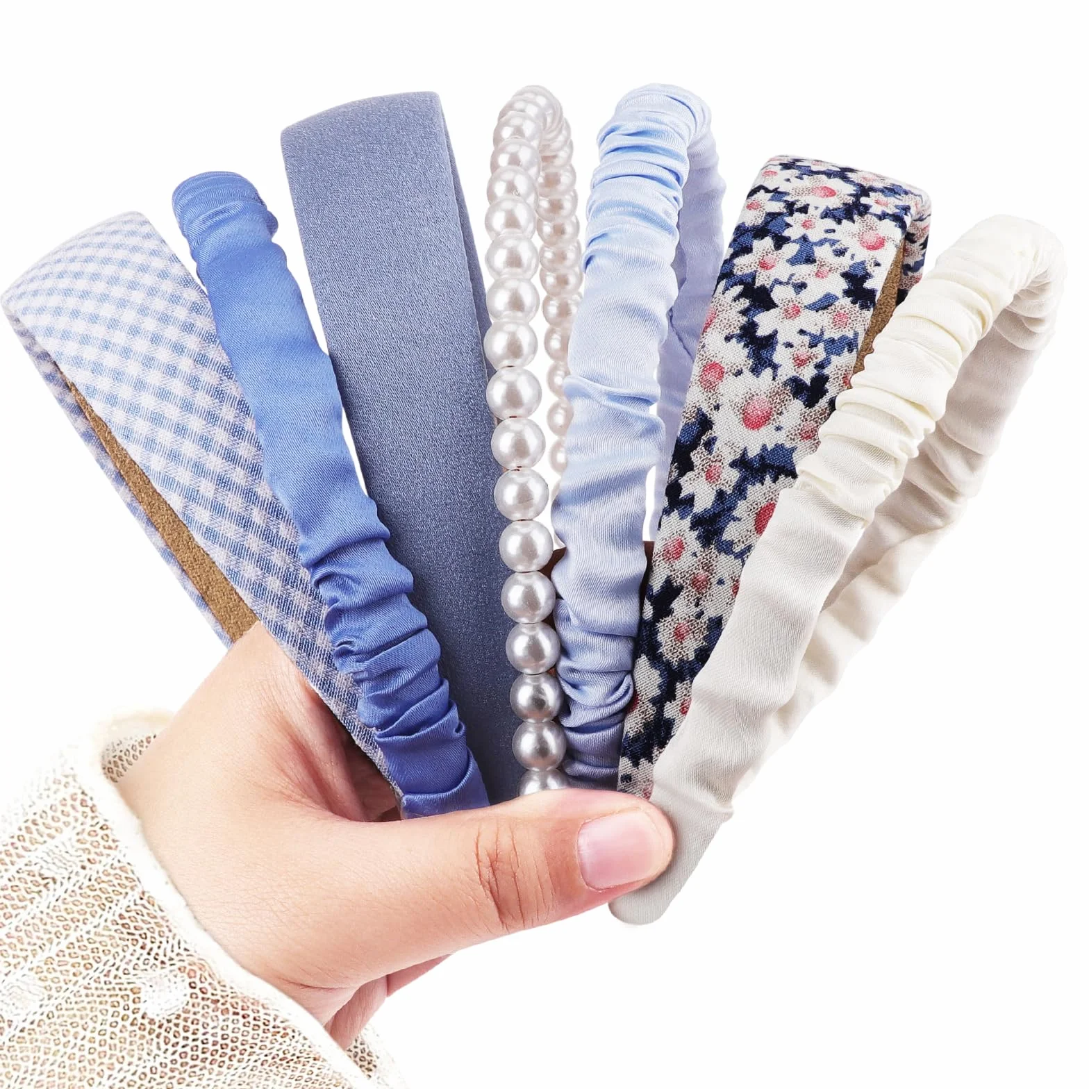 DRESHOW Diademas de Moda para Mujer de Perlas y Florales Antideslizante Acolchadas de Plástico Vintage Accesorios para el Cabello
