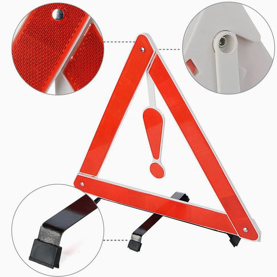 Marco de advertencia triangular, reflector triangular, universal de emergencia para coche, camión, furgoneta (paquete de 10)