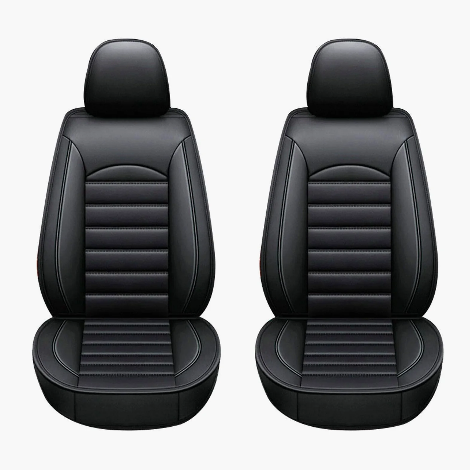 Fundas de asiento de coche de piel sintética impermeables para Volkswagen (2 unidades), color negro