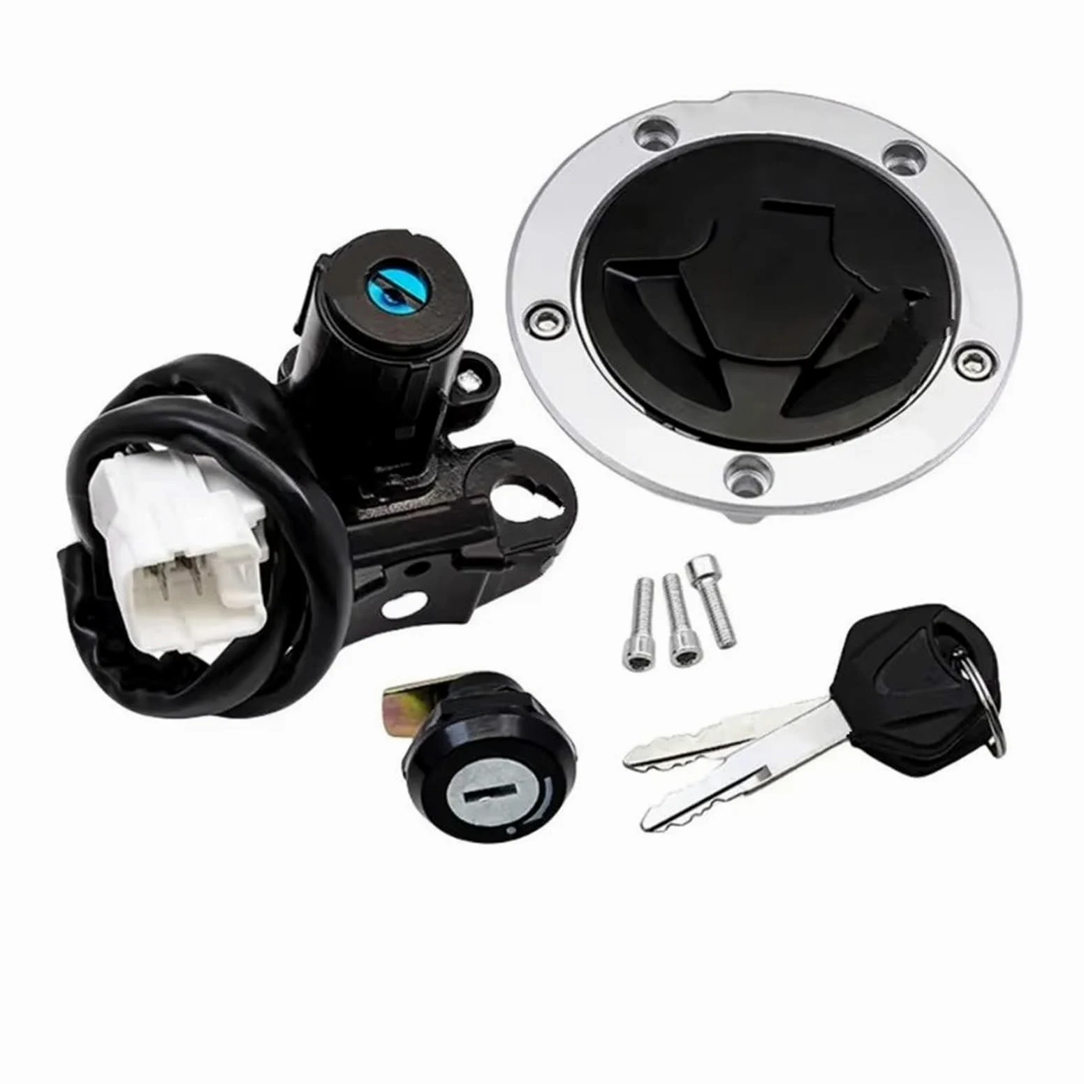 Interruptor De Llave De Encendido para Kawasak Bloqueo Interruptor Encendido | Encendido motocicleta plástico metálico juego llaves cerraduras puerta eléctricas 4 cables
