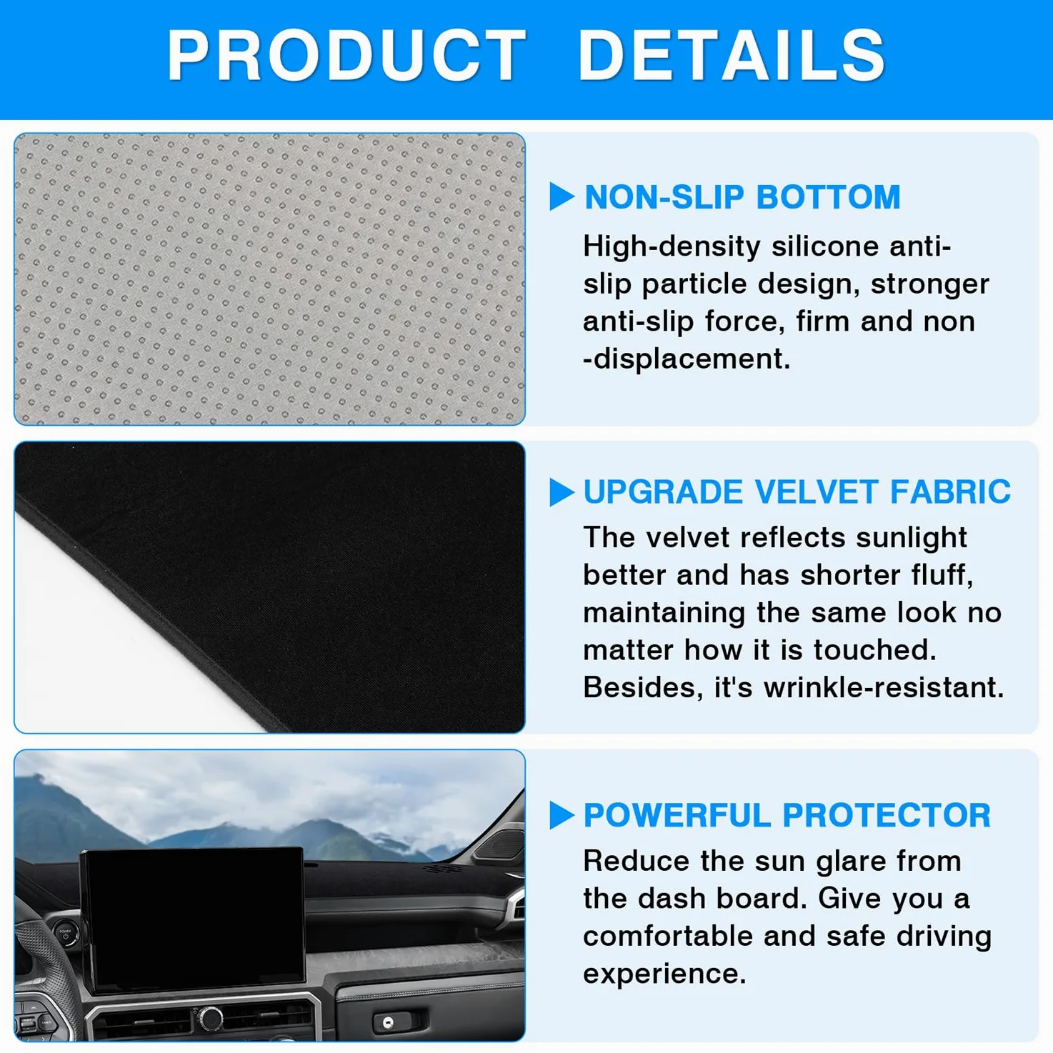 Autorder Alfombrilla de Cubierta de salpicadero para Toyota Tacoma 2024 2025, Accesorios para salpicadero, Protector de Rayos UV