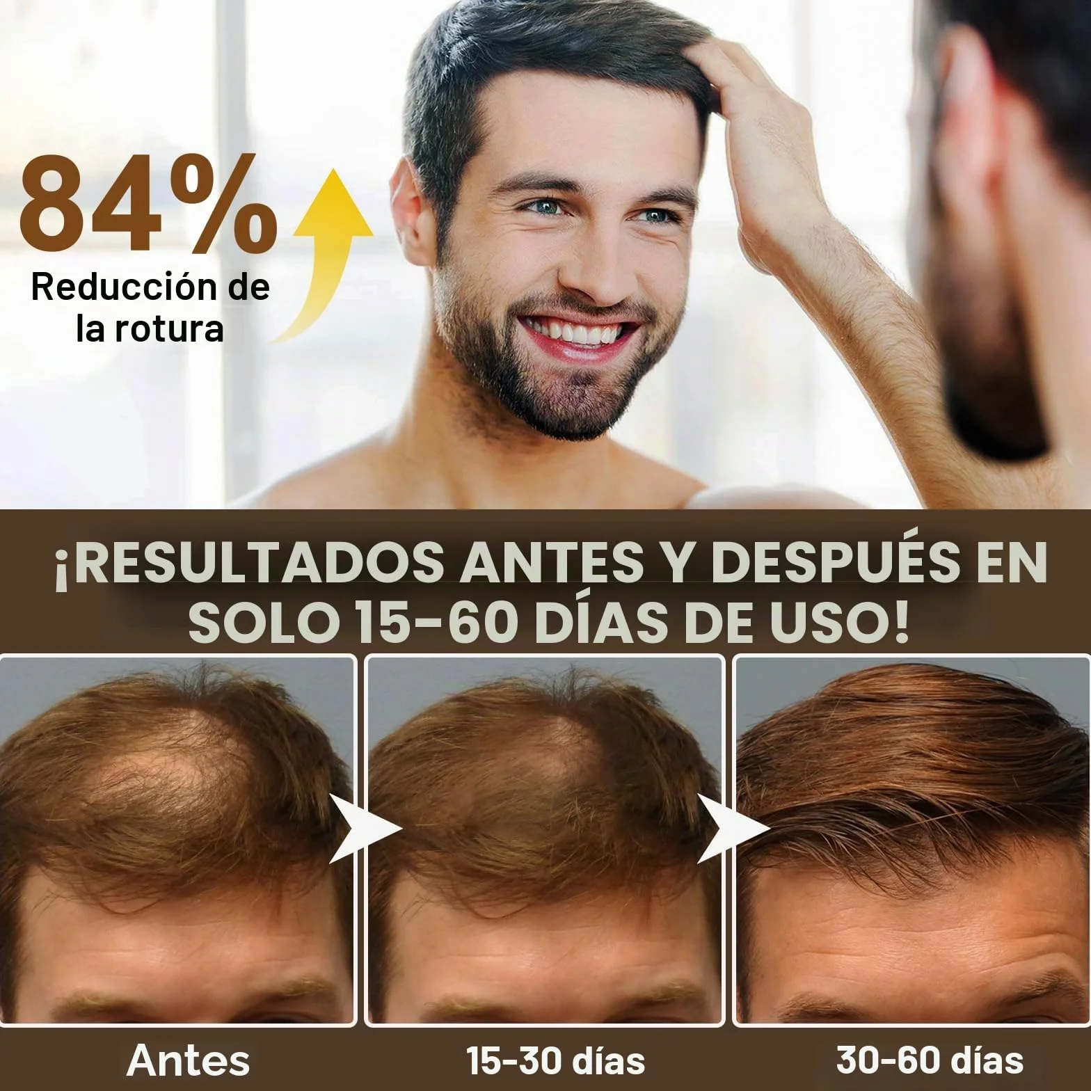 Champú de crecimiento capilar con cafeína, biotina y romero
