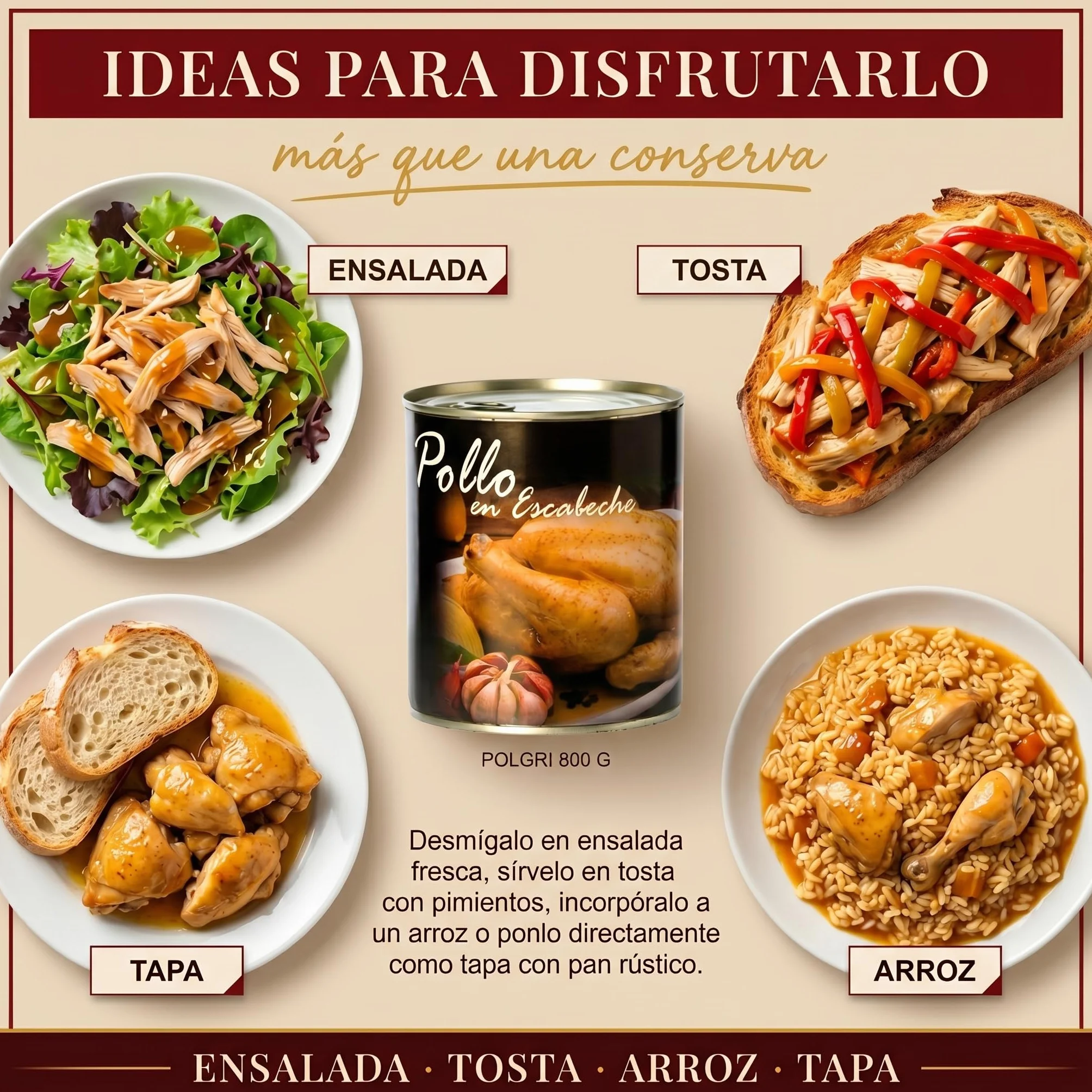 Pollo en Escabeche Polgri 800 grs. x 3 unds.
