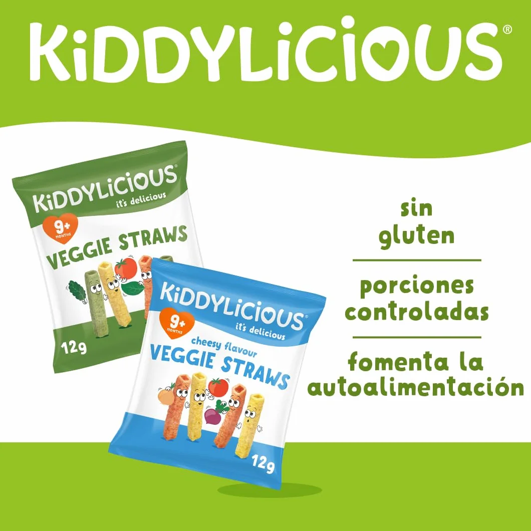 Kiddylicious Veggie Straws Mix Pack 22x12g 264g Snacks para Bebés a Partir de 9 Meses