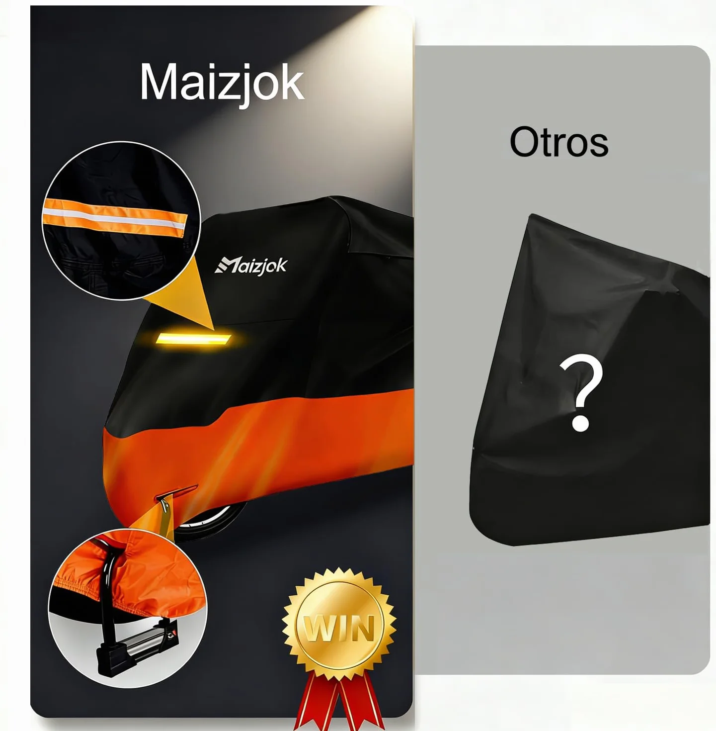 Funda Moto Impermeable 210D Poliéster Cubierta Exterior Protector Lluvia UV XL 245x105x125 cm