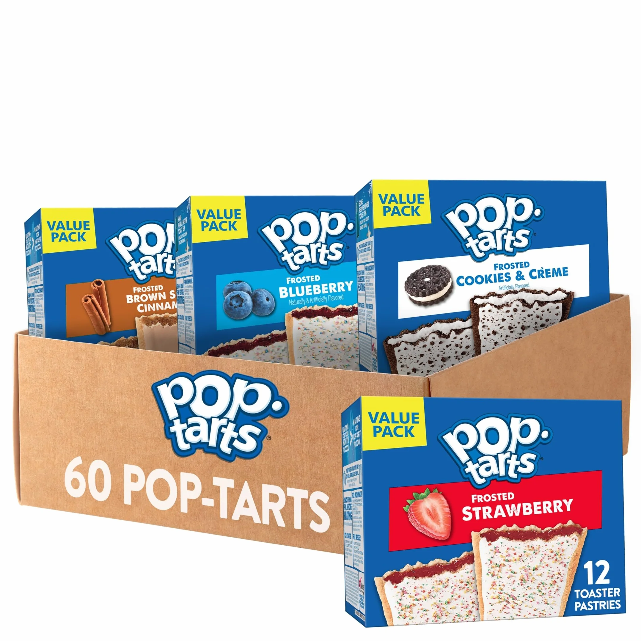 Pop-Tarts Toaster Pastries Variety Pack 60 Count Breakfast Kids Snacks