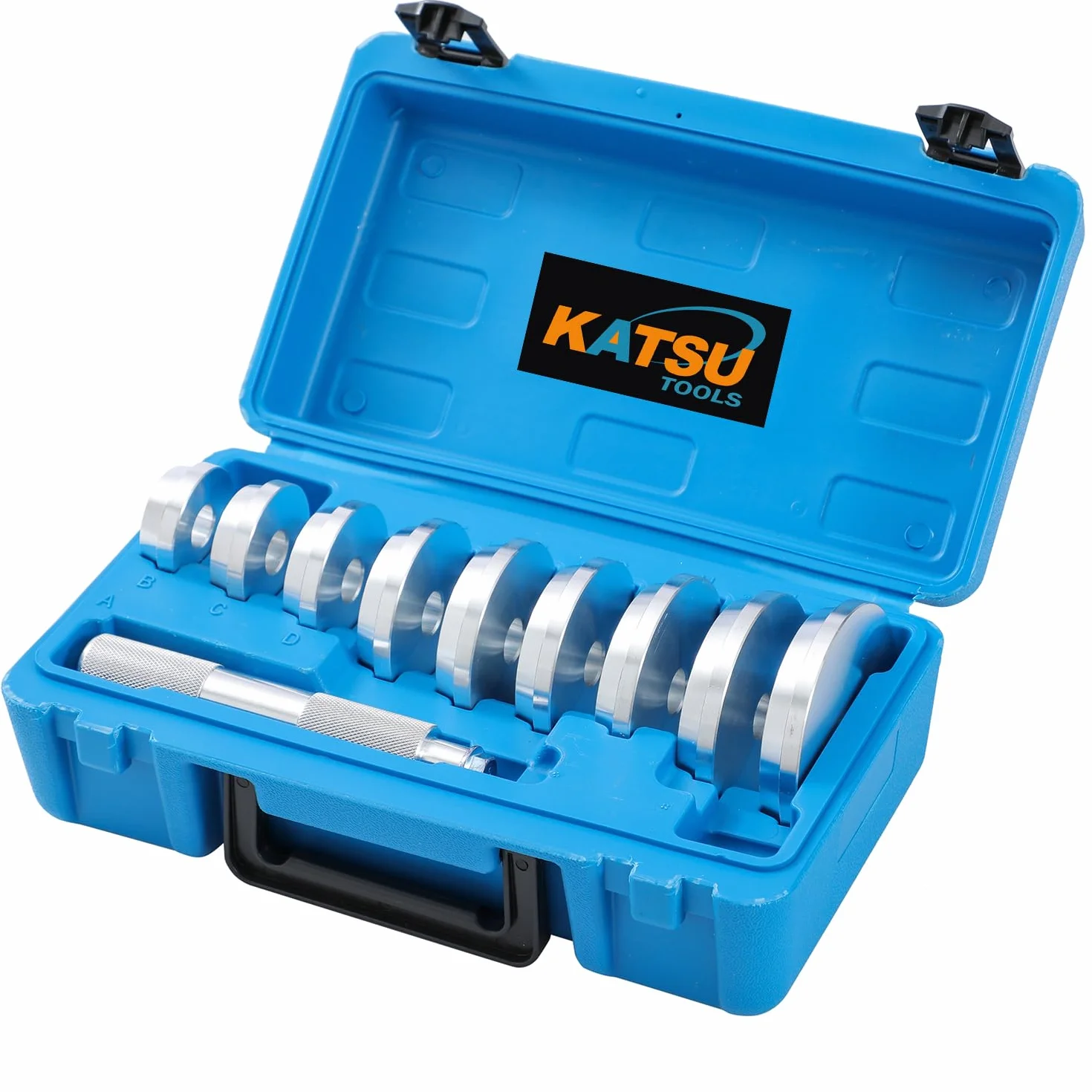 KATSU 10PCs Herramientas de Aluminio para rodamientos de Eje y Sellado con Funda de Transporte, Kit Universal para Rodamientos de Ruedas de Coche Arrancador Extractor 450757A