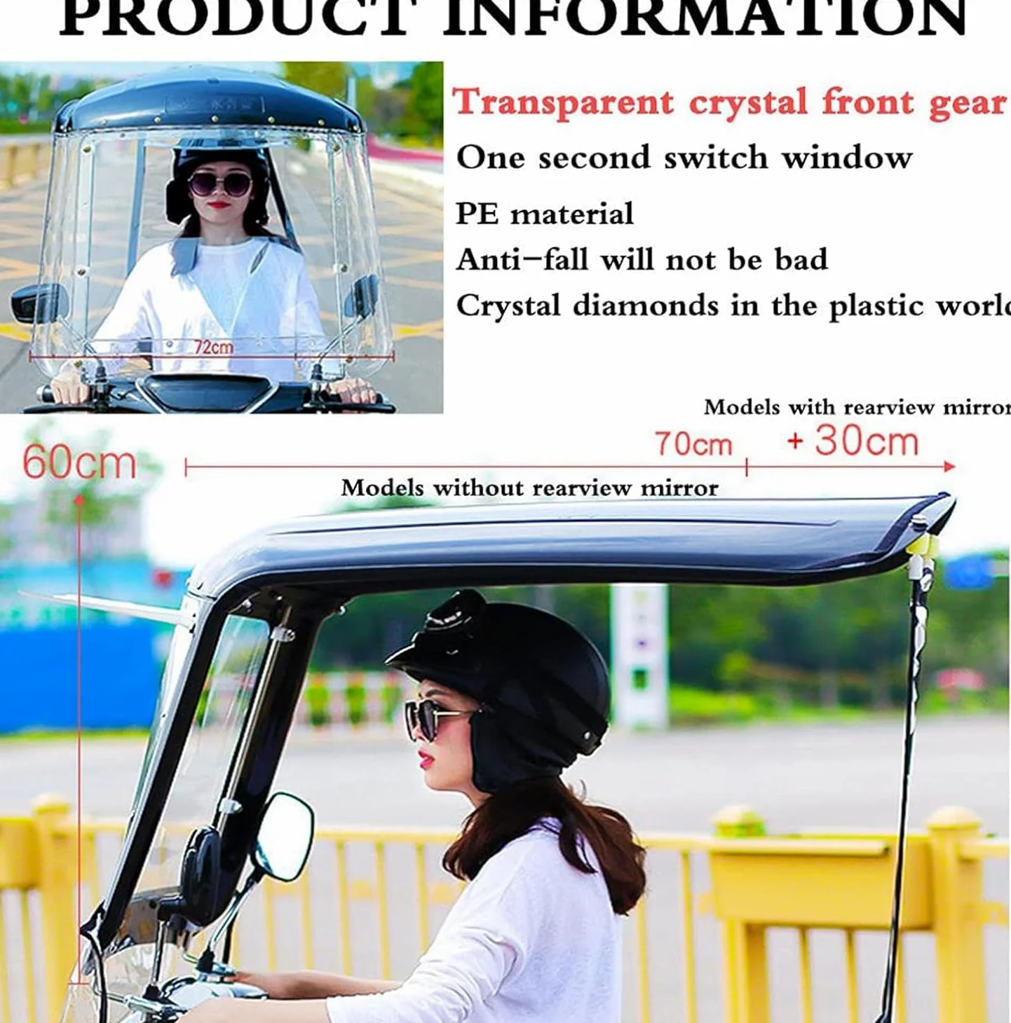 Mobility Scooter - Toldo universal para lluvia | Protector de scooter, parasol, cortina impermeable para scooter, diseño de parasol, tiras reflectantes, protección solar
