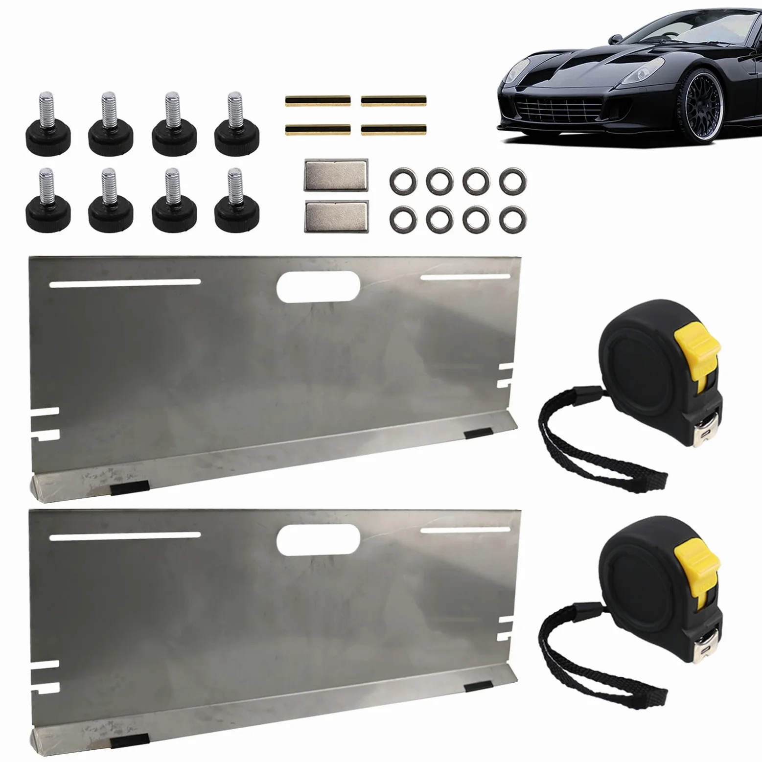 Herramientas Alineación Automotriz 2 métricas Antideslizantes y Placa | Kit Magnético Alineador de Ruedas para Coche para camión, RC, reparación, vehículos domésticos y