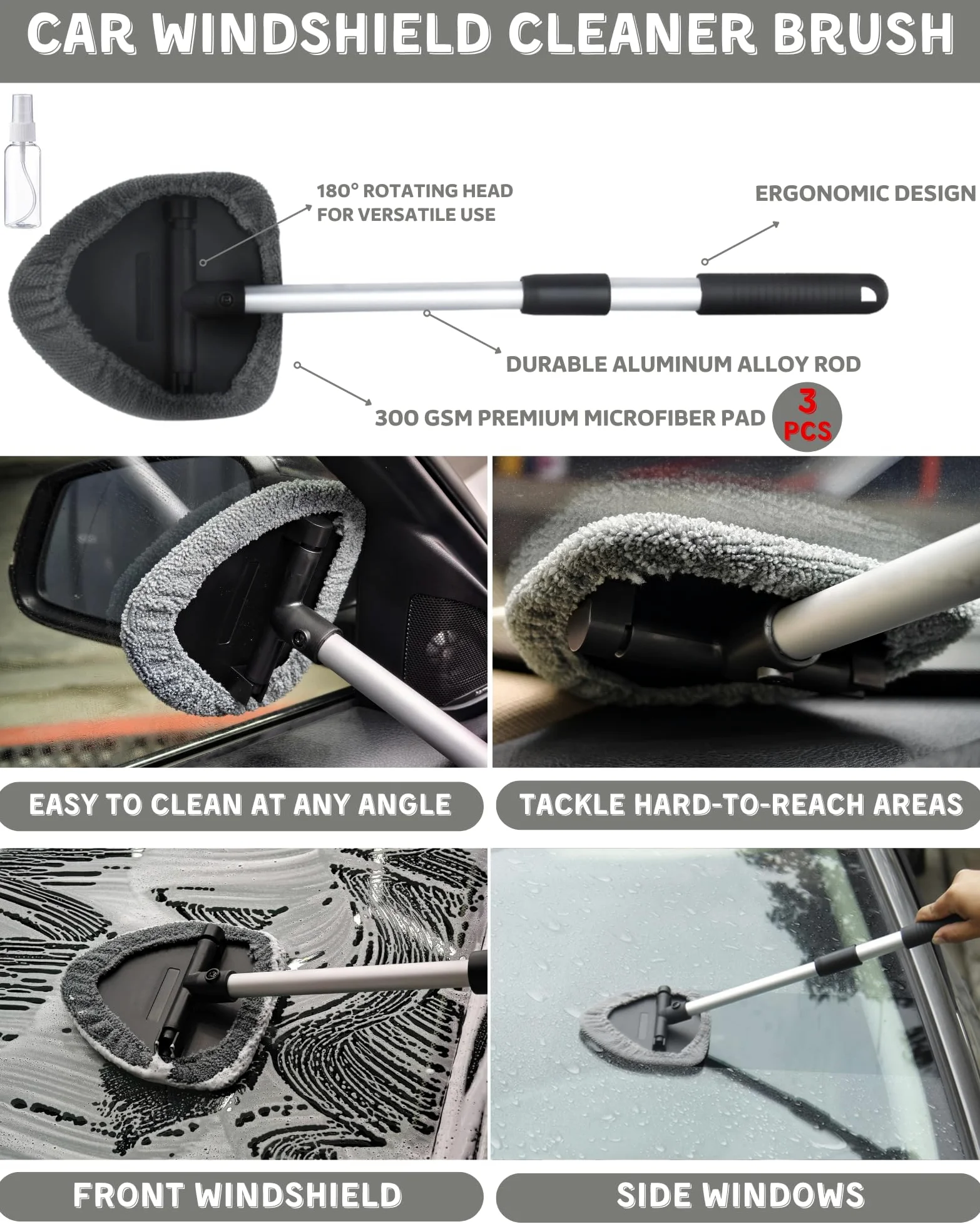 oesee Kit profesional de 18 piezas de limpieza todo en uno para ventanas, salpicadero, rejillas de ventilación, cepillo limpiador de parabrisas, esponja mágica, paño de gamuza, cepillos de detalles y