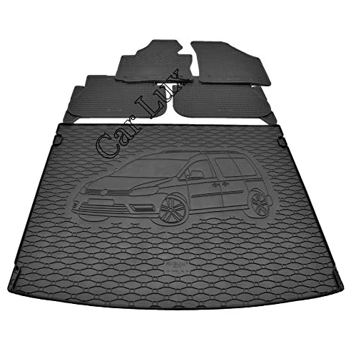 Car Lux AR05949 - Protector alfombra maletero + Alfombras Alfombrillas de goma a medida para Caddy desde 2004-