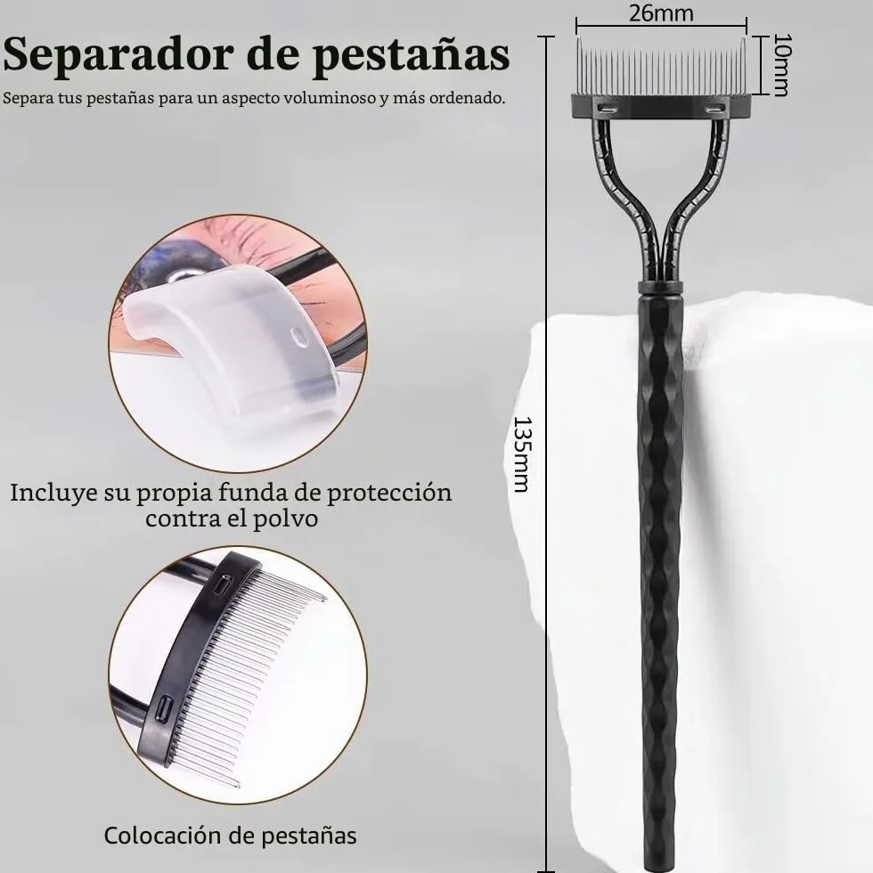 Cepillo para pestañas peine separador herramientas profesionales maquillaje ojos (juego de 3)