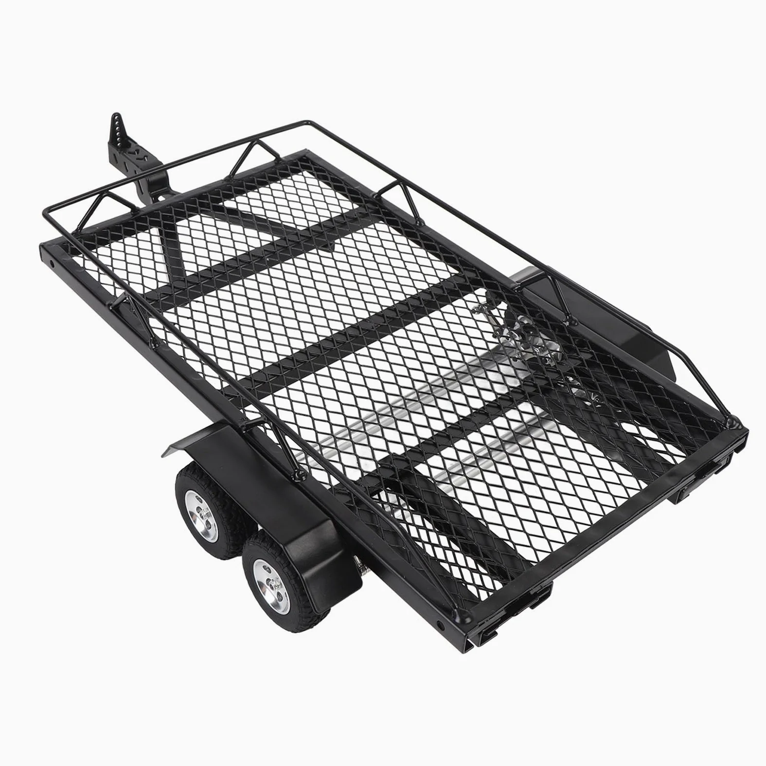 Remolque de Plataforma Plana RC, Alta Capacidad de Carga de Doble Eje, Kit de Remolque de Plataforma Plana de Metal Grande Hueco sin Costuras con Gancho para Orugas RC