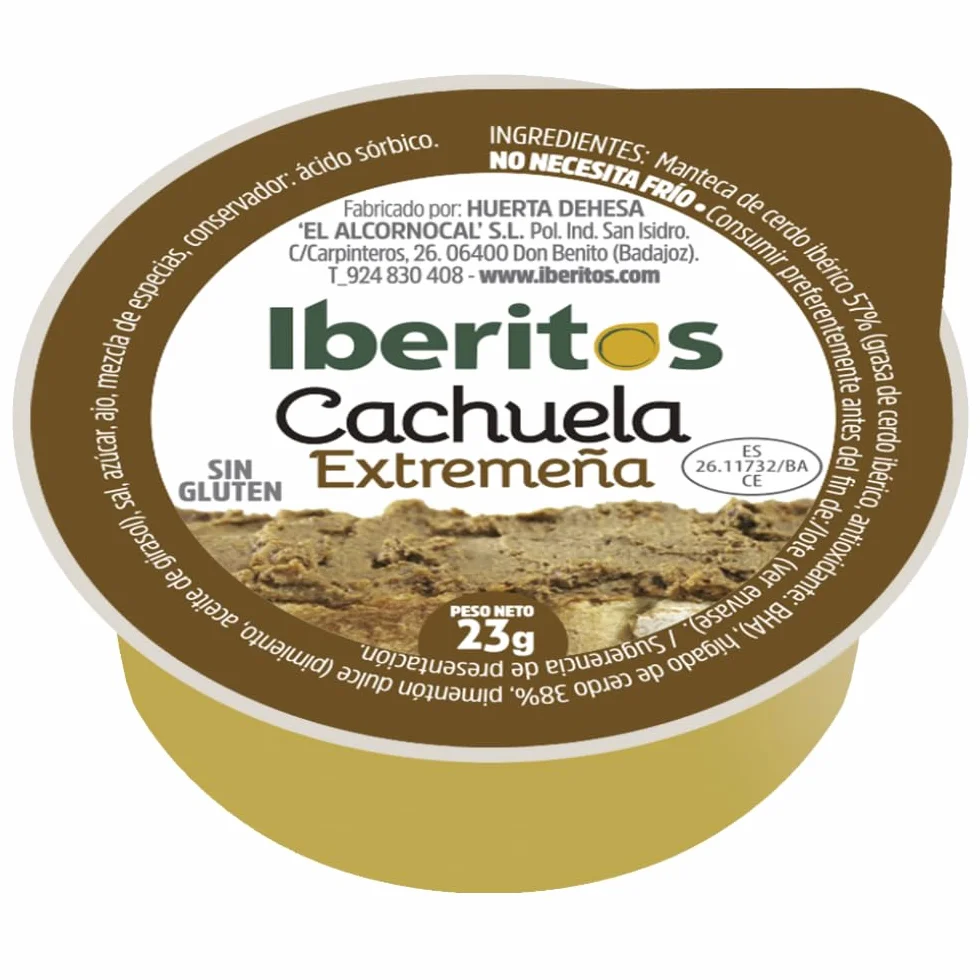 Iberitos Cachuela Extremeña Untable sin Gluten sin Lactosa Bandeja 18 Monodosis 23 Gramos