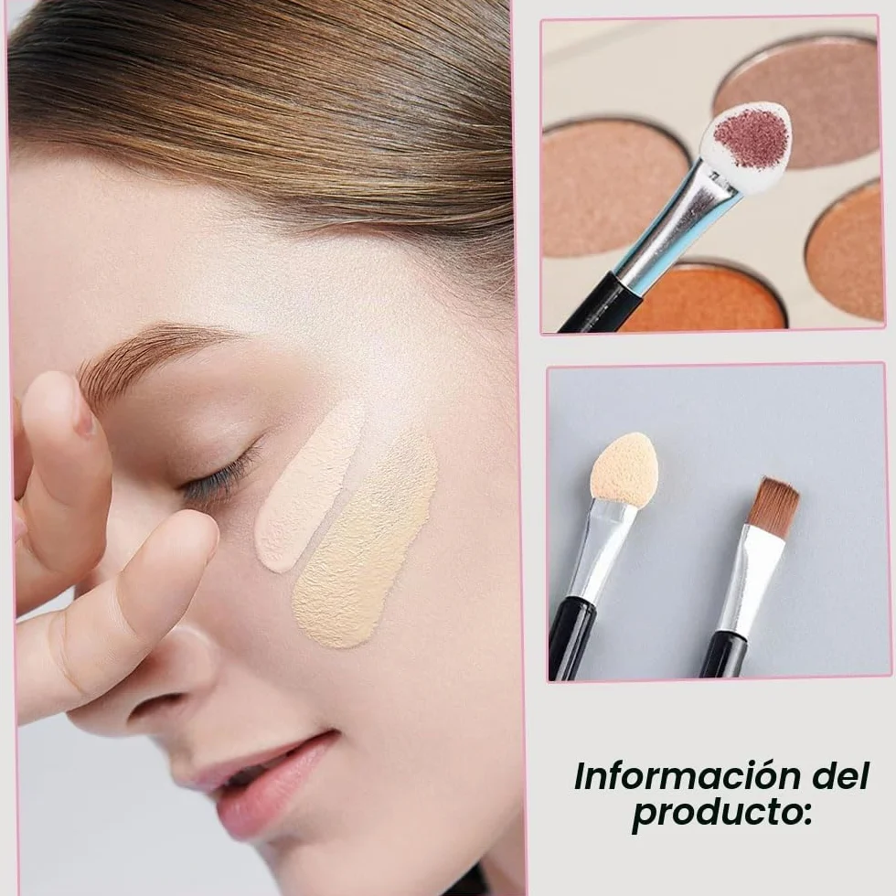 Brochas para Sombra de Ojos de Doble Punta, 12 Esponjas Aplicadoras