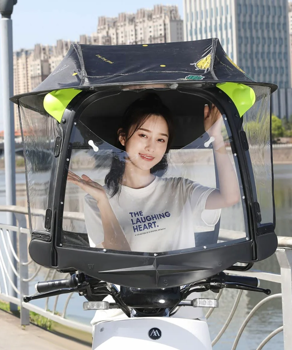 Cubierta de parasol para motocicleta eléctrica, cubierta transparente para automóvil eléctrico, cubierta para scooter de movilidad, protección contra el sol, la lluvia y el viento, cubierta universa