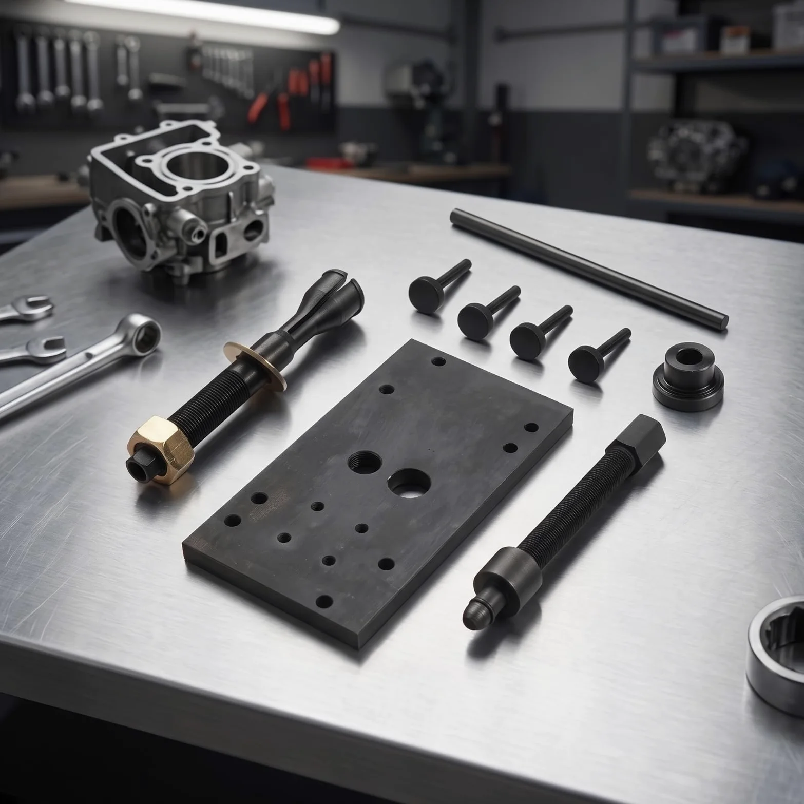 Herramienta para Motor de Motocicleta Extractora E Instaladora de Rodamientos de de Levas Juego Completo con Varilla Larga y Placa Múltiple Hierro