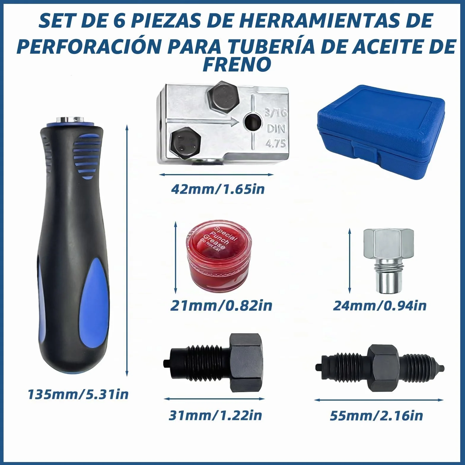 Cable de Freno para Rebordeador, Herramienta Abocardado Línea Freno Kit Herramientas Doble Abocardado de 3/16 Pulgadas para Sistemas de Frenado Hidráulicos de Coche