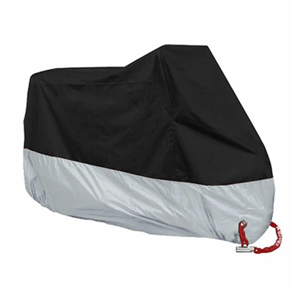 Funda para Moto 190T Cubierta 4XL Impermeable Agujeros de la Cerradura de Motocicleta Plateado y Negro Motorcycle Cover Talla XXXXL