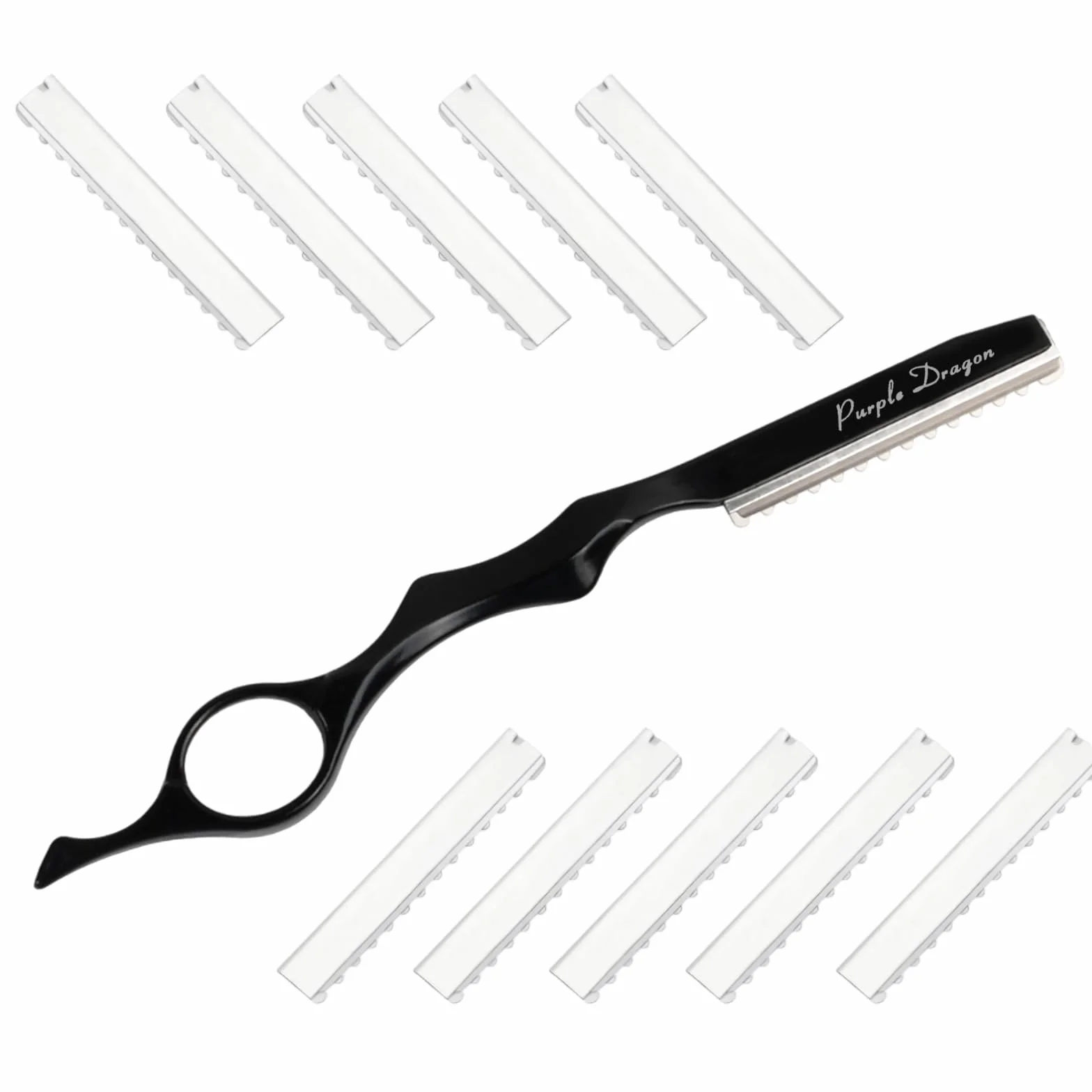 Cuchilla de Afeitar para Adelgazar el Cabello, Maquinilla Texturizadora de Corte Manual con 10 Navajas de Repuesto