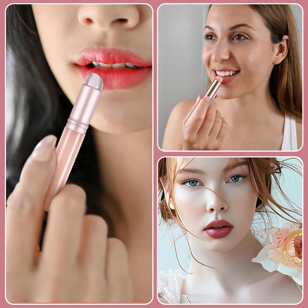 Cepillo De Labios De Silicona Aplicador De Máscara Multifuncional 2 Uds Con Tapa