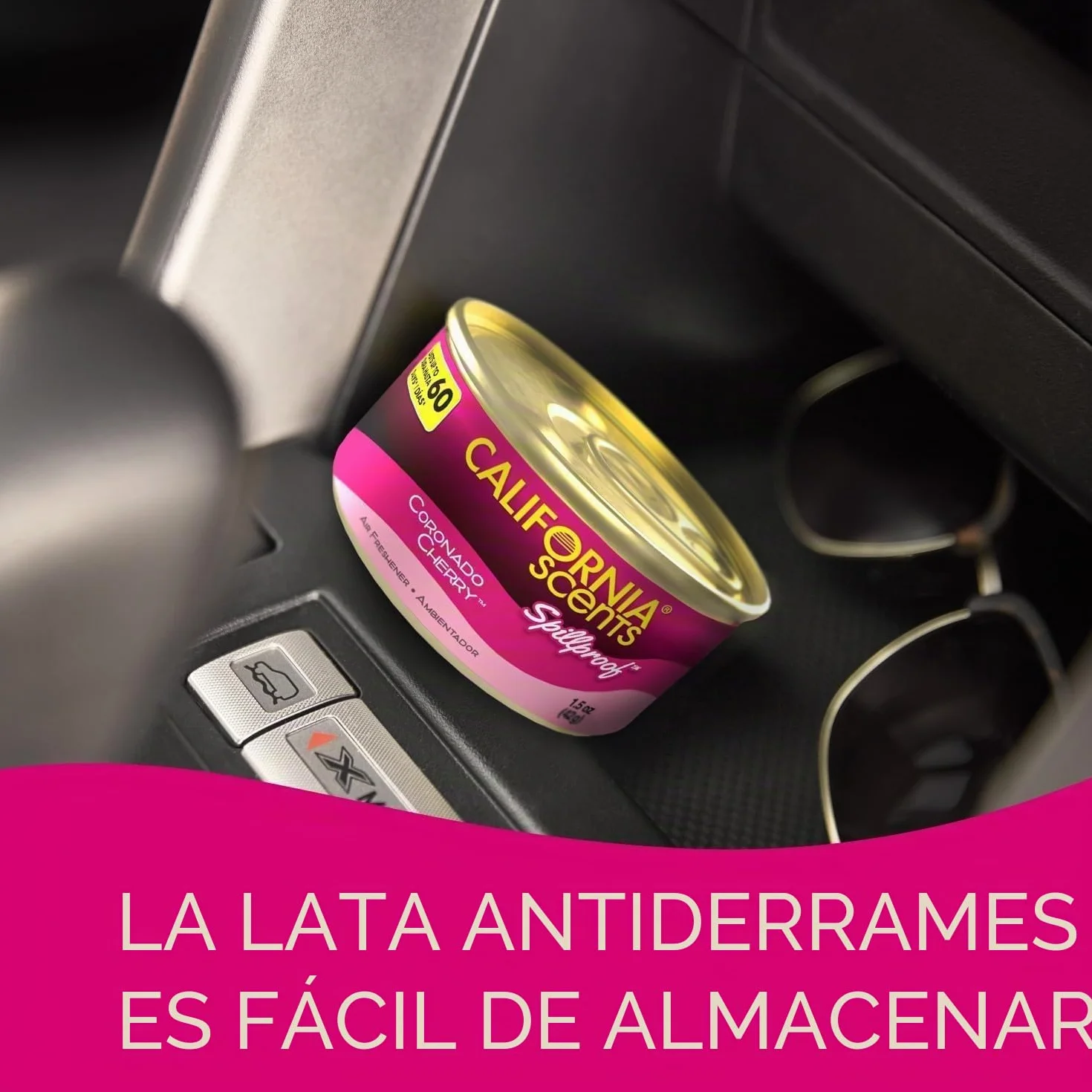 California Scents Ambientador de Coche en Lata - 4 Pack - Fragancia Duradera de Cereza (hasta 30 Días) - Control de Intensidad de Olor para un Ambiente Fresco y Personalizado en tu Coche, 42g
