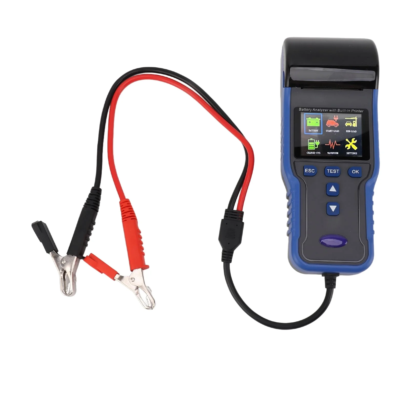 Brrnoo Probador de Batería de Coche Multifuncional de 12V y 24V con Impresora Integrada para Pruebas de Capacidad de Carga Interna y de Voltaje