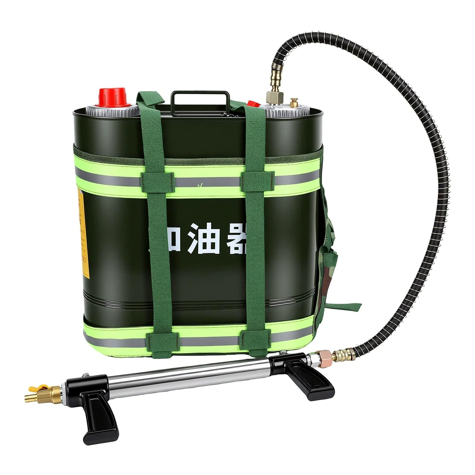 Generic Engrasador de Mochila, Tambor de Aceite Portátil de 20L con Aceite de Motor de 1L para Motosierra, Desbrozadora, Suministro de de Emergencia