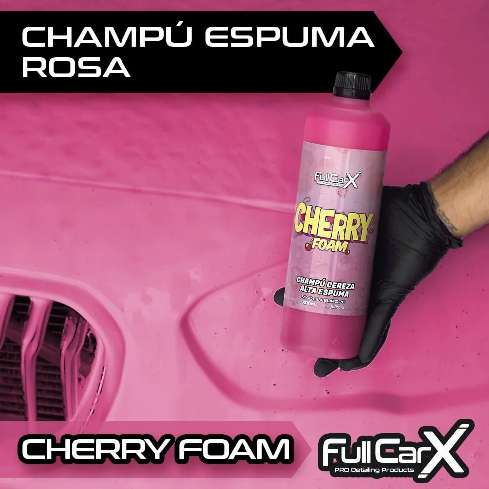 AutoFullCar - Cherry Foam Champú Cereza Garrafa 5 litros Activo Super Brillo FullCarX Agradable Aroma de Cereza