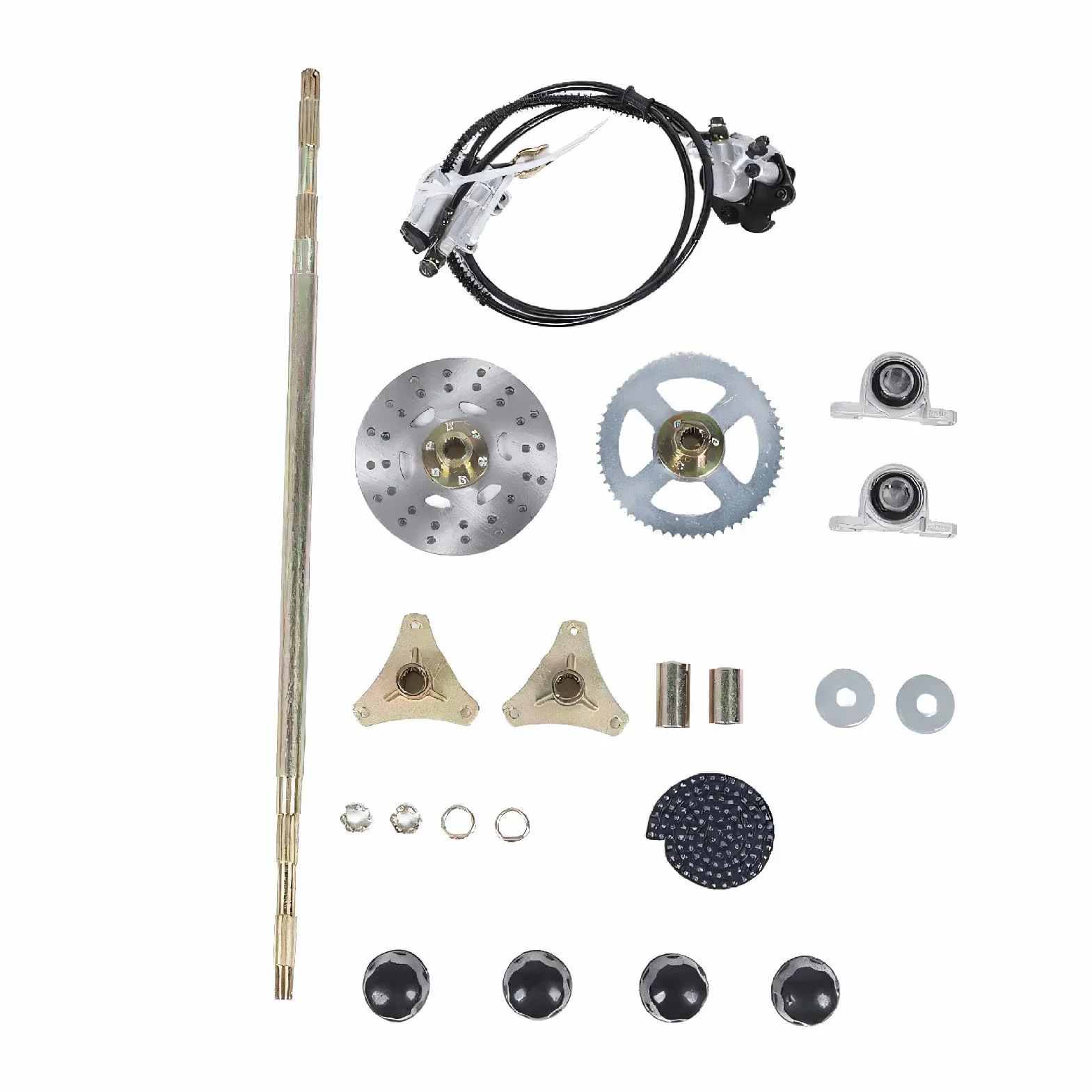 Tonysa Kit de Montaje de Eje Vivo Trasero Go Kart de 29 Pulgadas, Materiales de Primera Calidad, Amplia Compatibilidad, Alta Confiabilidad, (con) Componentes de Freno y Cadena 428,