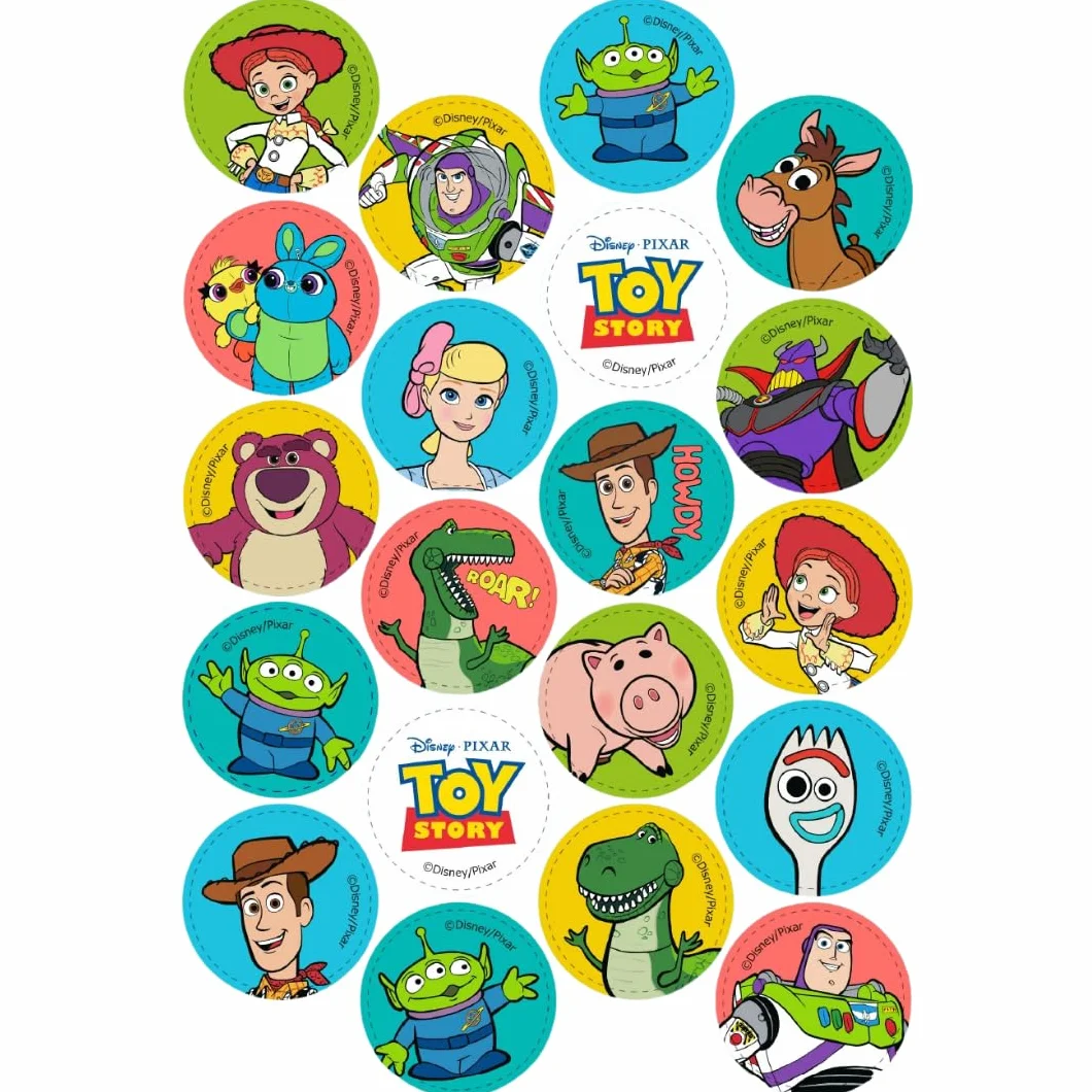 Mini Discos de Oblea Comestibles Toy Story Pack 20 Unidades 3,4 CM Decoración para Cumpleaños Infantiles