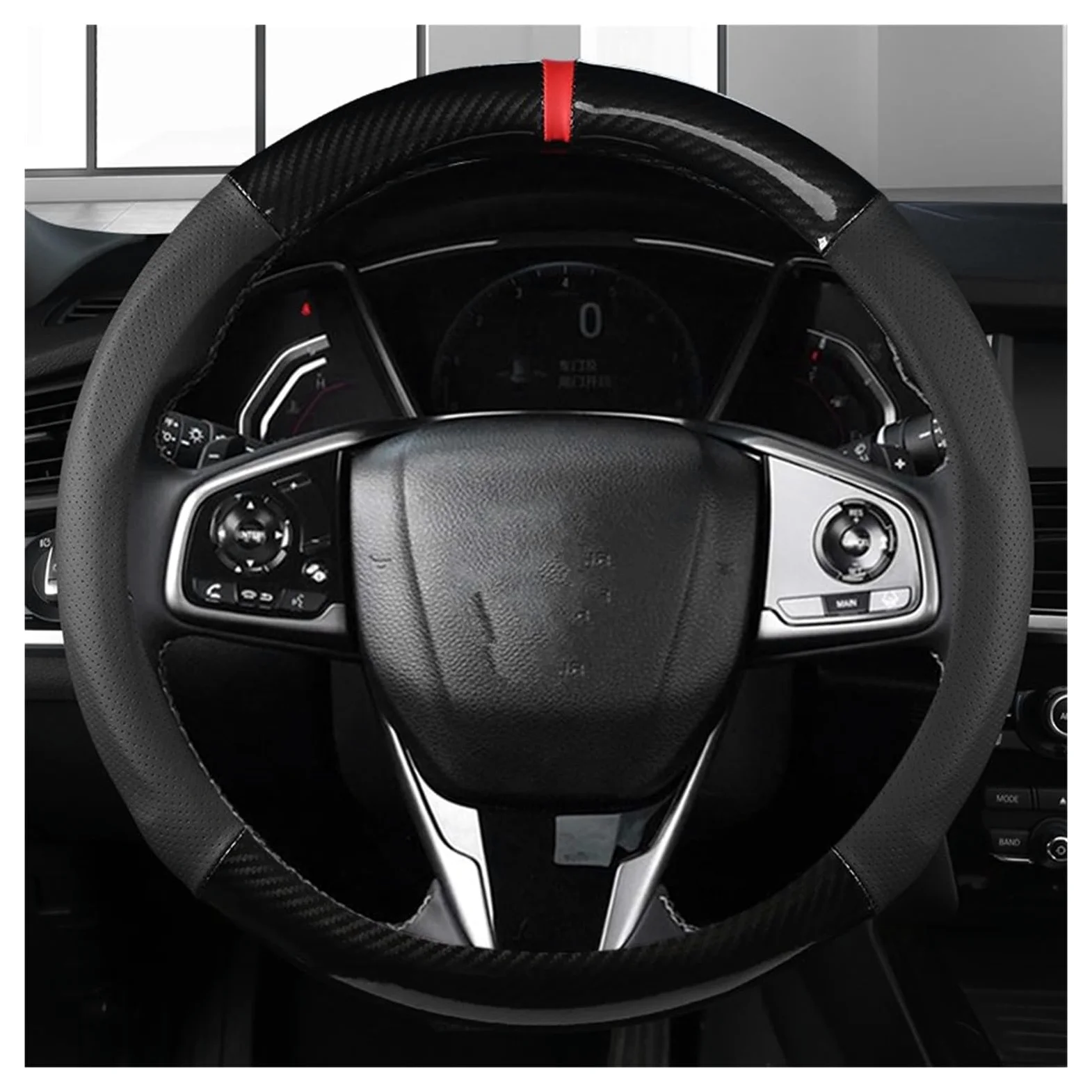 Funda Universal para Volante de Civic 10 ª generación 2016 2017 2018 2019 2020 2021 2022 Fibra de Carbono Cuero Funda para Volante de Coche Accesorios para Coche Funda para Volante de Coche Color A