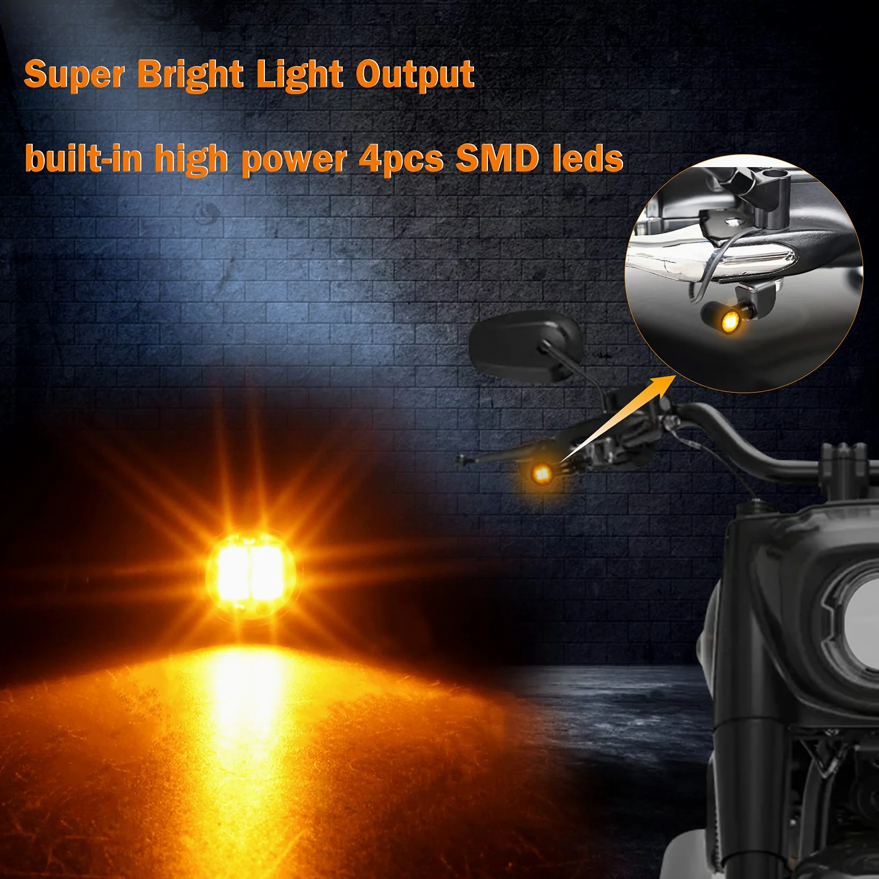 Luces LED intermitentes universales de tamaño mini, intermitentes delanteros de motocicleta, compatible con Harley Honda, Kawasaki, Suzuki, Triumph Yamaha