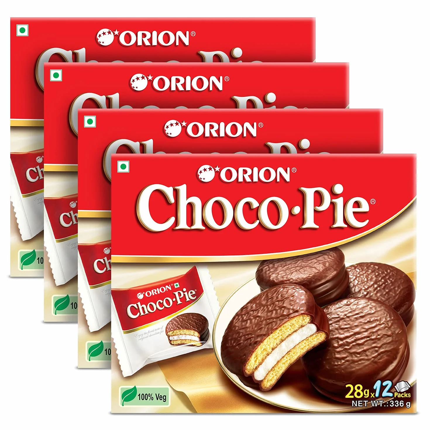 ORION Pastel de chocolate galletas suaves paquete 4 x 12 piezas