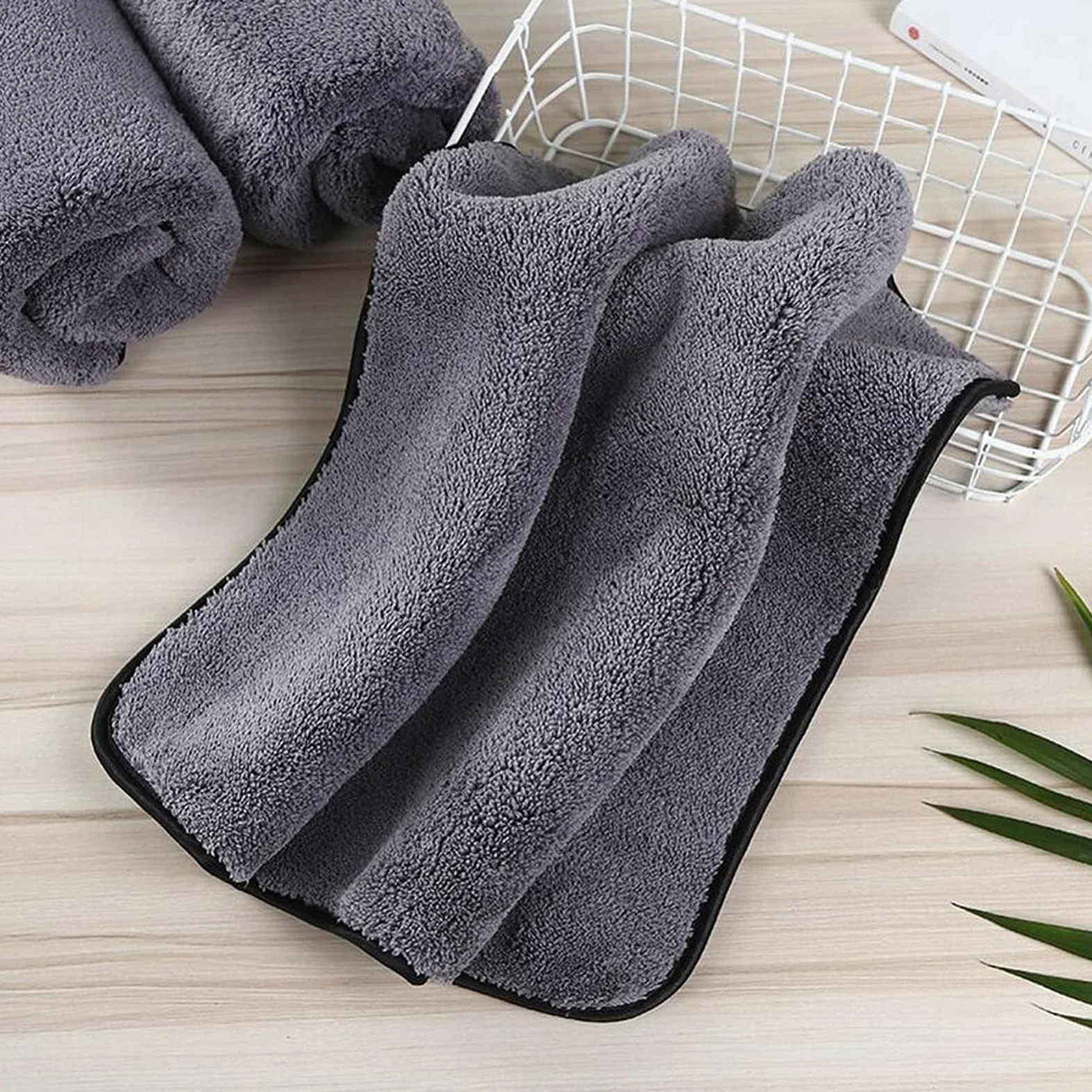 3pcs/set Car Wash 1200G.SM Car Detailing Toalla de microfibra Limpieza de autos Secado Grueso Lavado de autos Trapo para el cuidado de la cocina del automóvil Paño (Color : Grey, Material : Coral Fl