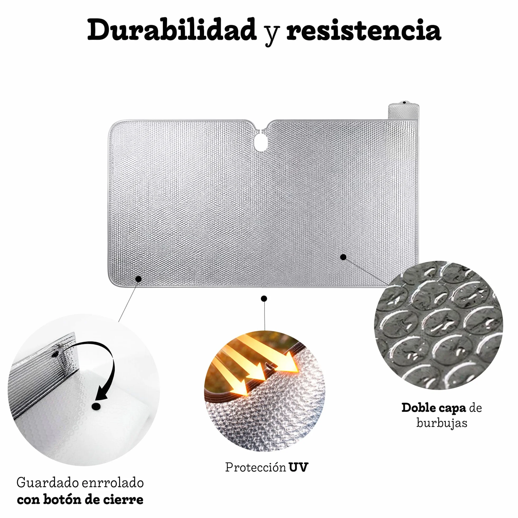 Parasol Coche Delantero Plegable Universal 140x80 cm Protector Solar Parabrisas Protección UV