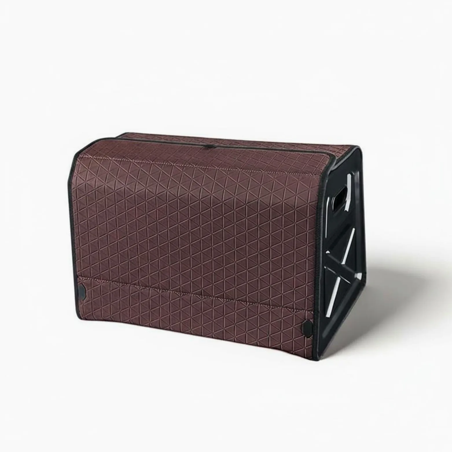 Amagogo Organizador de Maletero Plegable para Guardar Compras Caja en Microfibra de Cuero Divisiones Múltiples Tapa Abatible Práctica Adecuado para Vehículos Familiares y Trabajo Diario, Marrón
