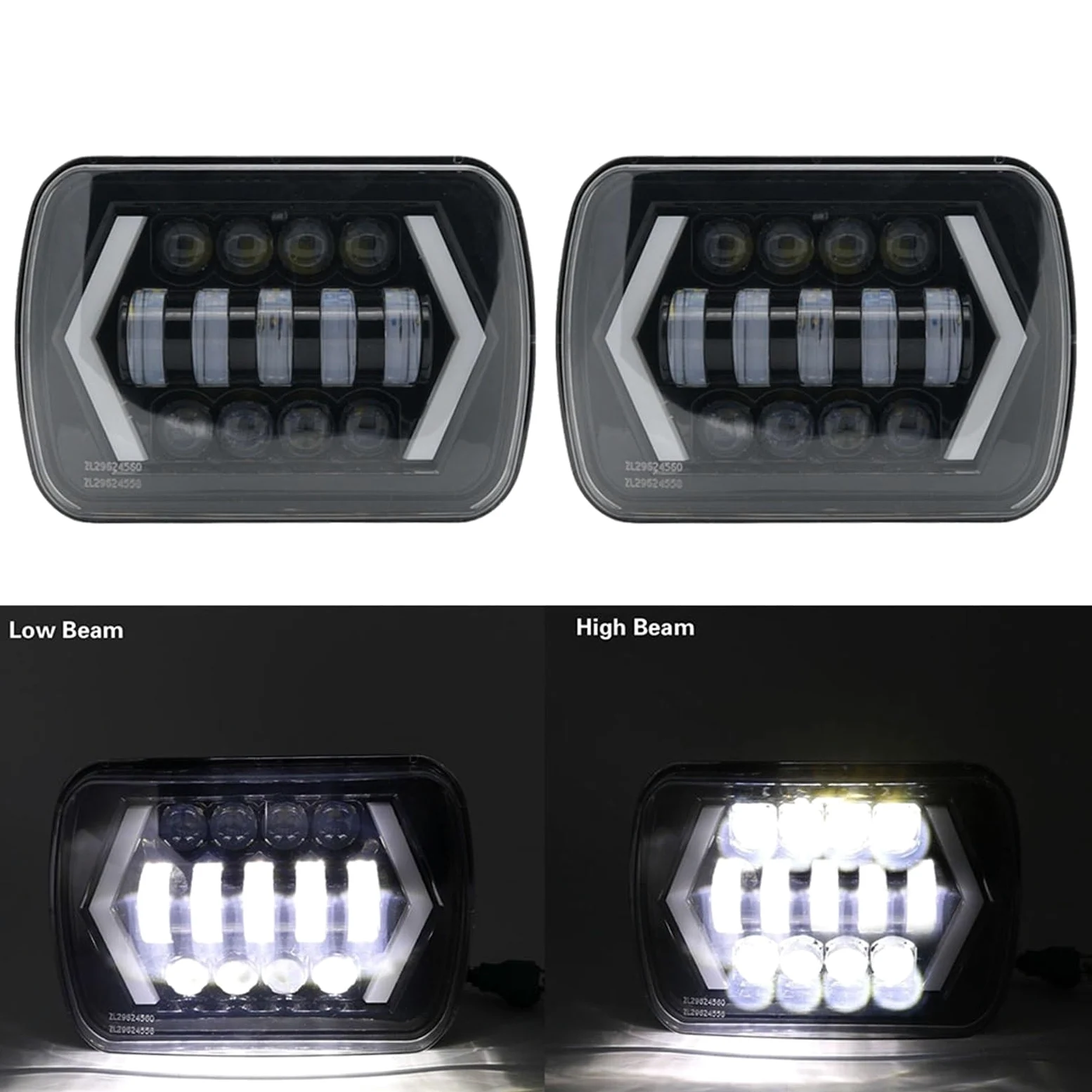 Bombilla Coche Faro LED Impermeable 7x6 Bombilla para coche | 90W 5X7 Blanco DRL Ámbar Intermitente H4 Cuadrado