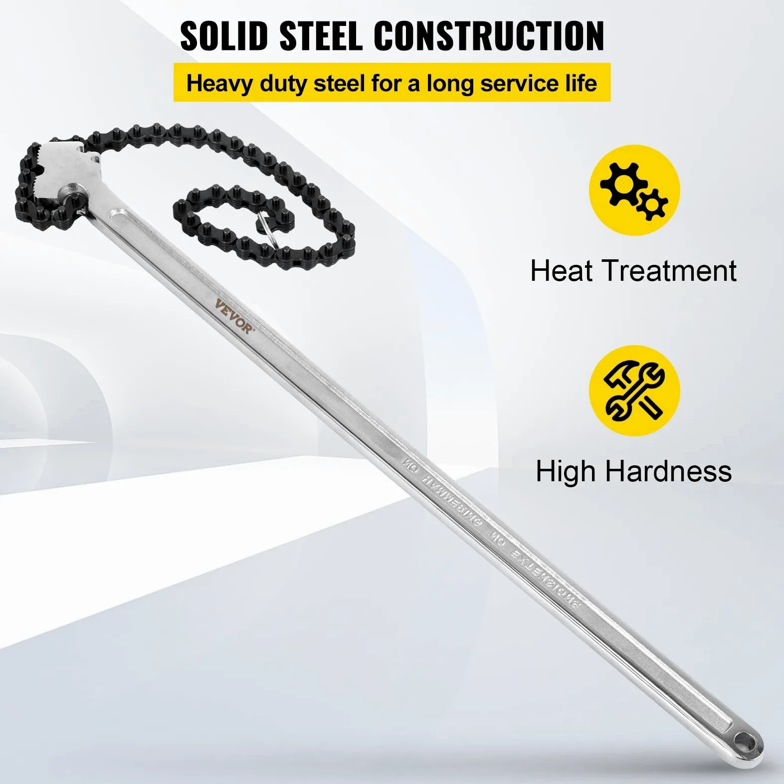Llave de cadena de tubo de 24 pulgadas con capacidad de 6,7 pulgadas de diámetro, acero al carbono, correa Manuel de alta resistencia, llave de filtro de combustible y aceite, herramienta de extracció