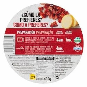 Hacendado Tortilla de patata con chorizo aceite de oliva Bandeja 600 g Pack 2