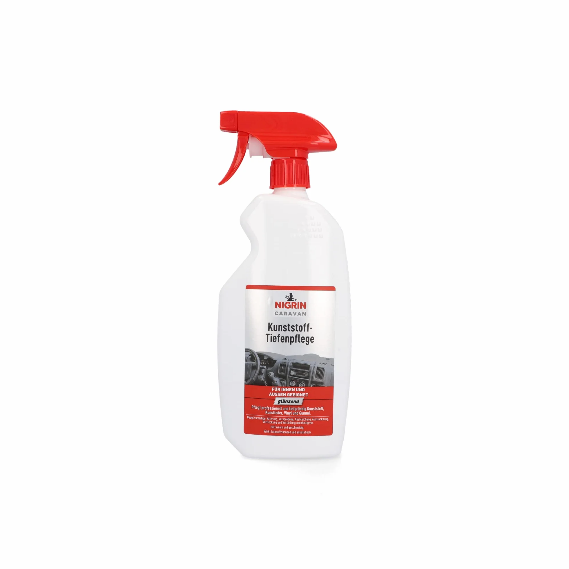 NIGRIN Cuidado Profundo de plástico, refresca los Colores, antiestático, Interior y Exterior, Mantiene los plásticos Suaves y Flexibles, para plástico, Vinilo, Goma y Piel sintética, 750 ml