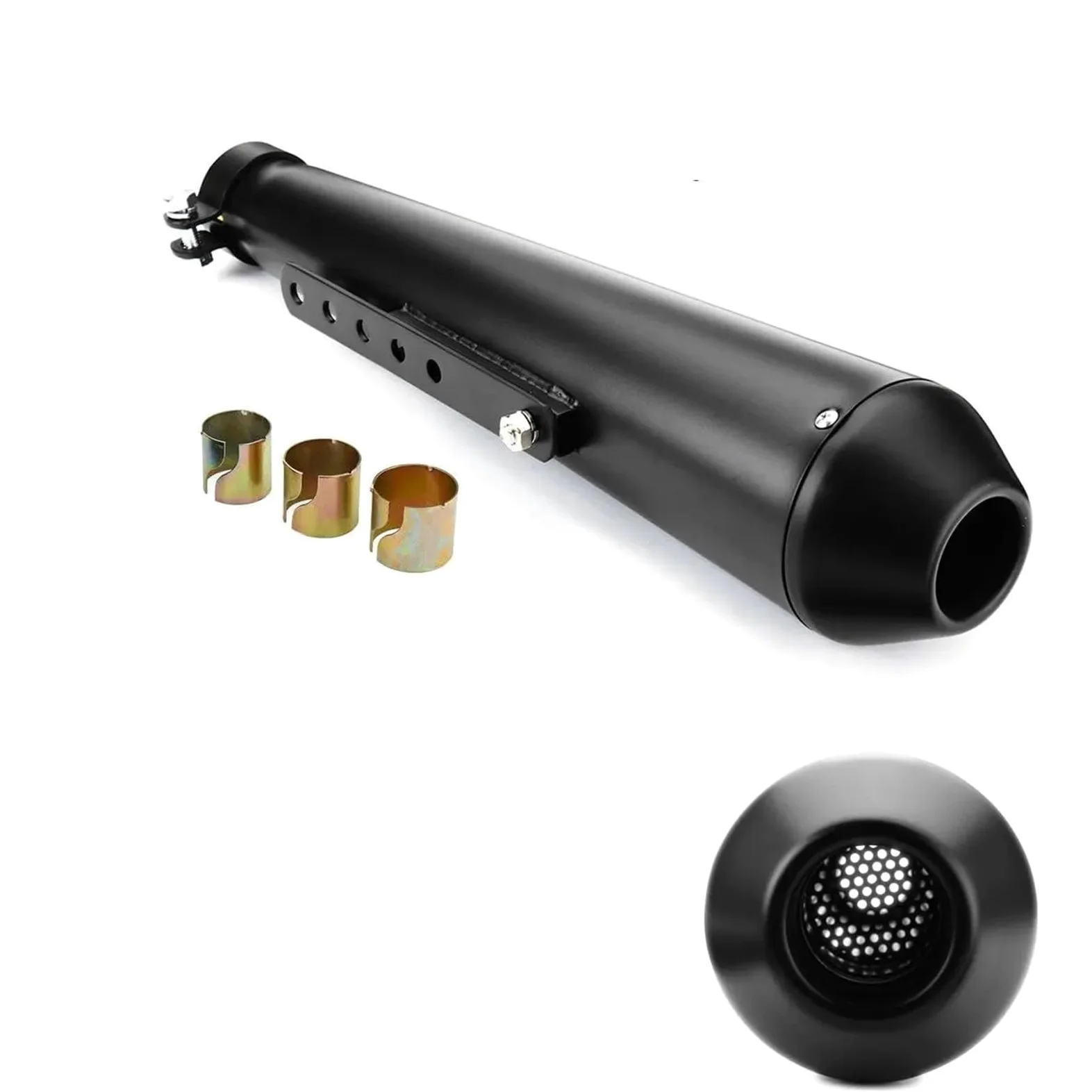 Tubo de Escape de Escudo térmico de Escape Silenciador de escape para motocicleta, estilo retro vintage clásico, galvanizado, Compatible con Harley Cafe Racer Bobber CG125 SR400(Black)