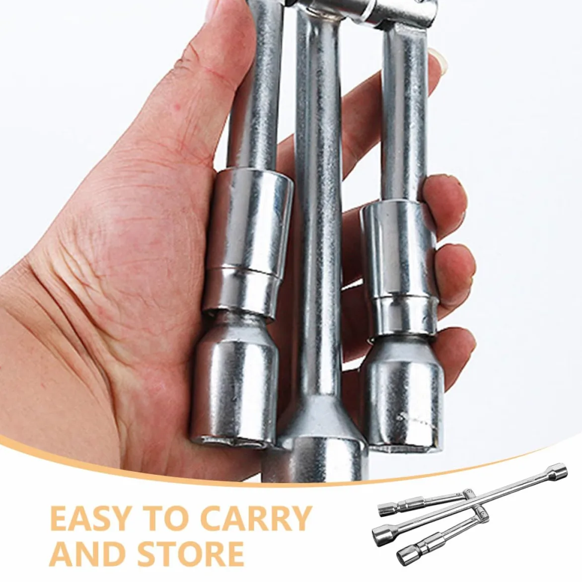 Llave para Tuercas de Rueda de Acero Plegable Agarre Cómodo, Llave Cruz de 4 Vías para Reparaciones de Neumáticos y Tuercas en Coche