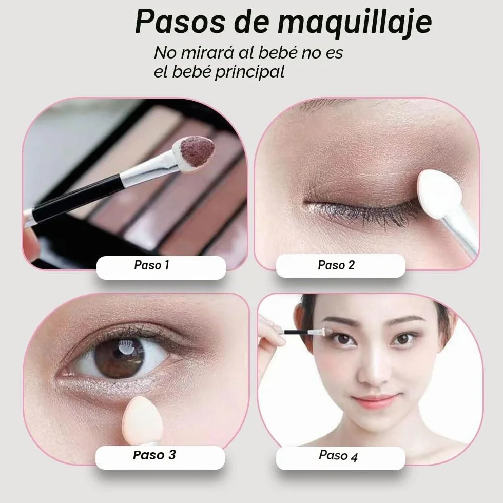 Brochas para Sombra de Ojos de Doble Punta, 12 Esponjas Aplicadoras