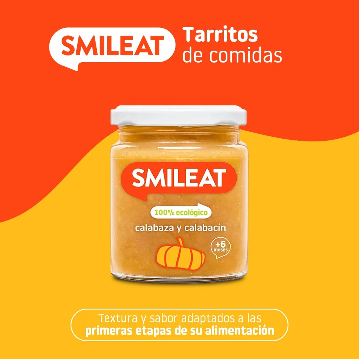 Smileat Tarrito infantil Verduras Calabaza Calabacín 6 Meses Sin Azúcar Sal Añadido 230g
