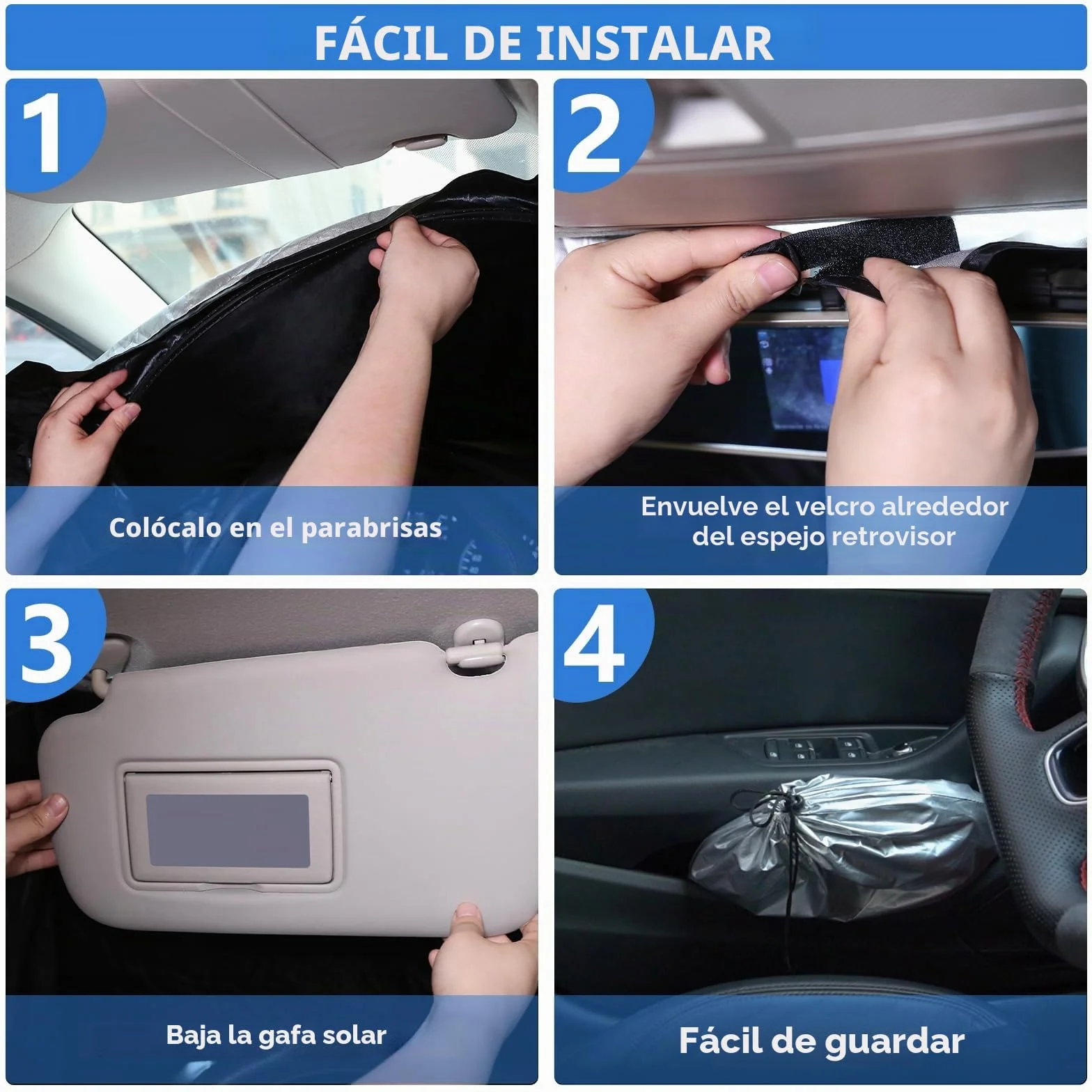 ZATOOTO Parasol Coche Delantero para Tesla Model Y Model 3, Protección Solar para Parabrisas, Cubierta Parabrisas para Bloques de Verano UV, Visera para Coche, Plegable, 132x92 cm