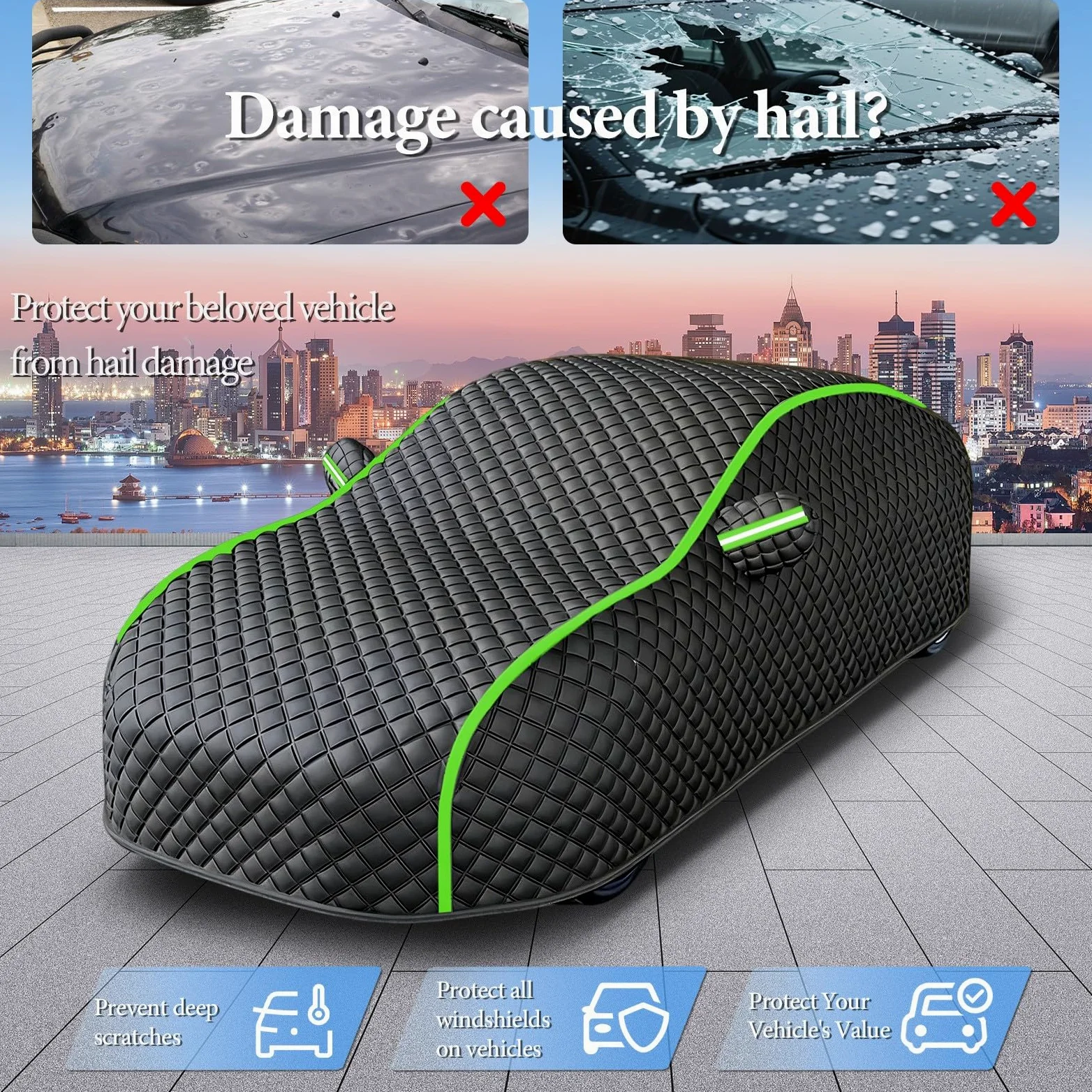 Funda Coche Antigranizo para BYD Dolphin (2023-2026) Electric Hatchback,Cubre Funda Coche Exterior,5 Capas de Algodón Grueso,Protección Total contra Granizo,Nieve,Lluvia,Polvo,Resistente dhd5