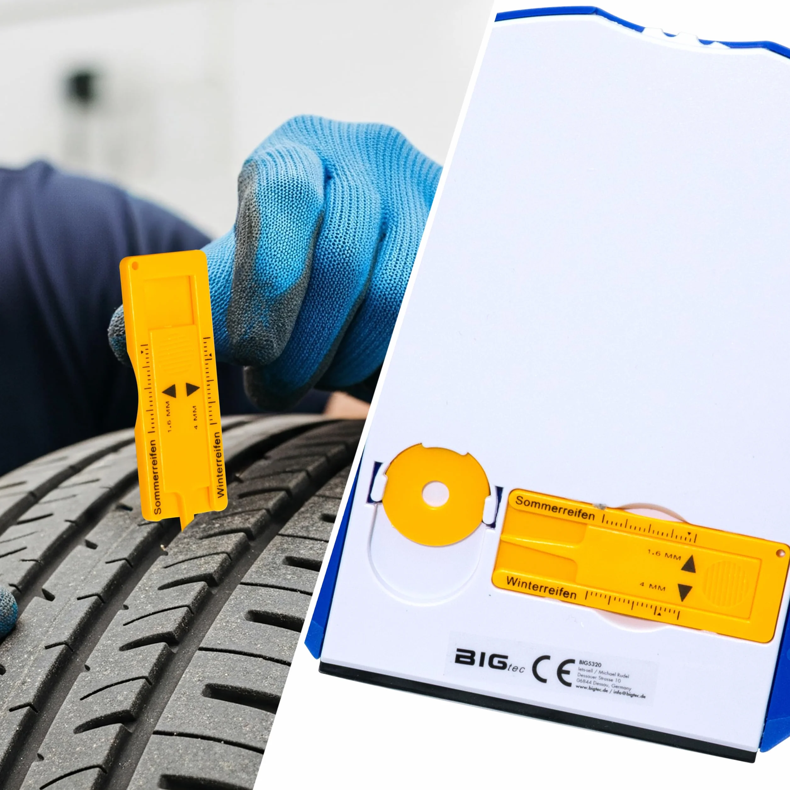 BIGtec Disco de Aparcamiento para Auto con rasqueta de Hielo, raspador de Escritura, medidor de Perfil de neumático, ficha para el Carro de la Compra, Goma, ficha para el Carro de la Compra, rasqueta